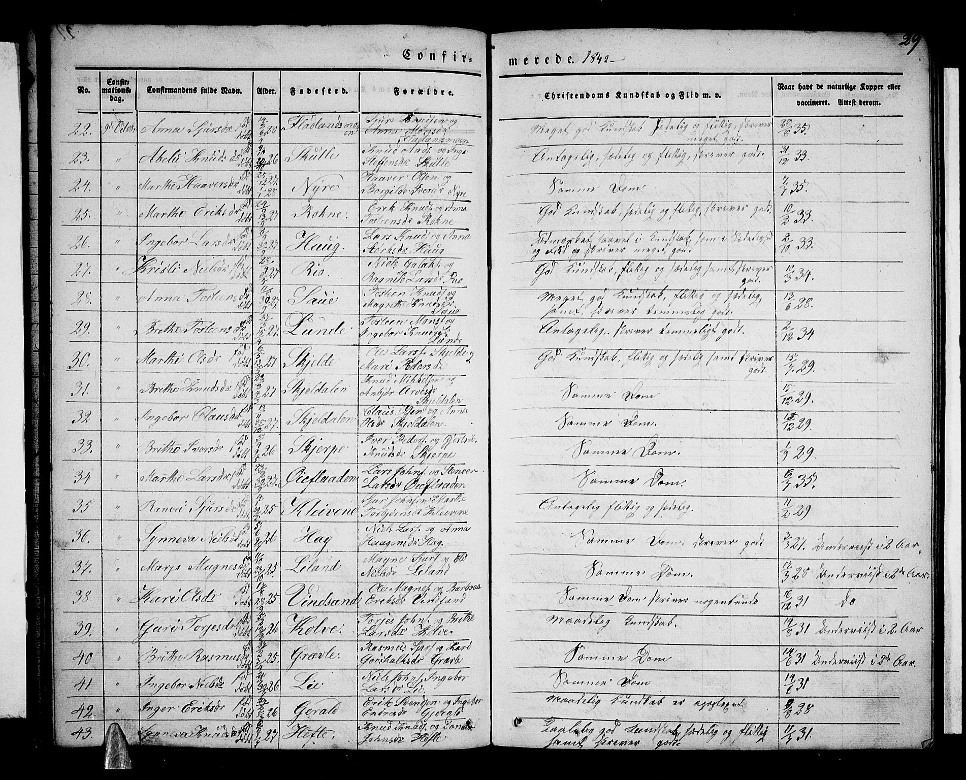 Voss sokneprestembete, AV/SAB-A-79001/H/Haa: Parish register (official) no. A 14, 1837-1847, p. 29