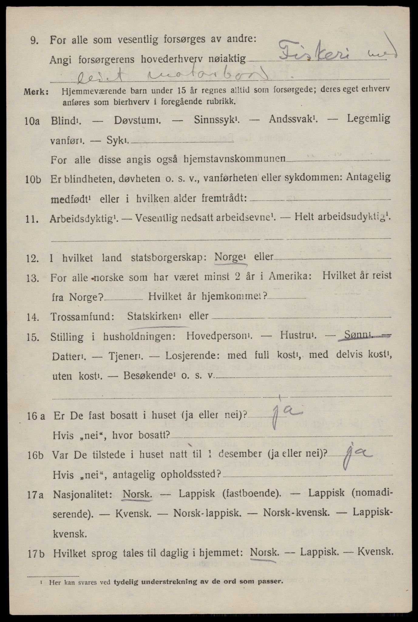 SAT, 1920 census for Værøy, 1920, p. 3650