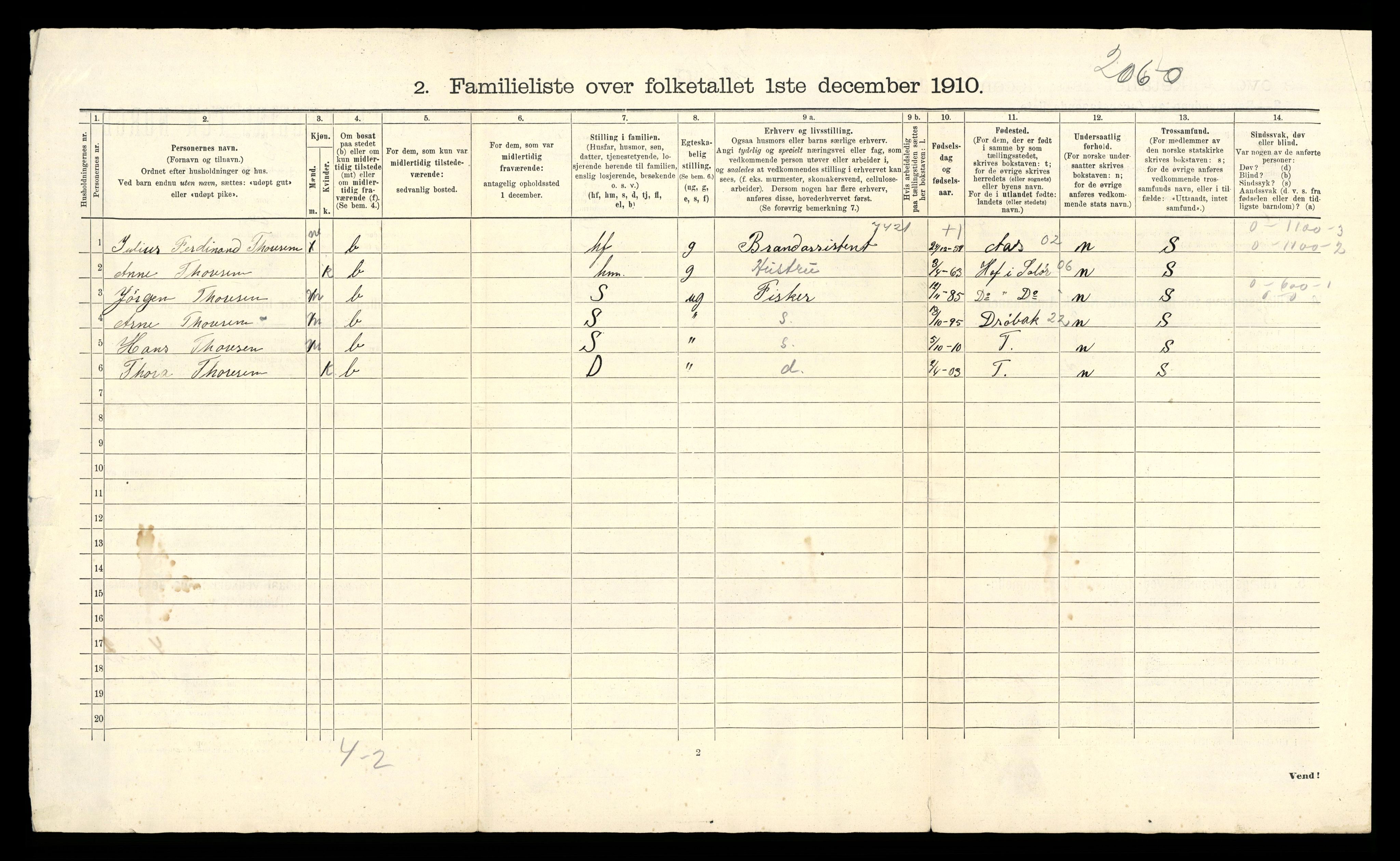 RA, 1910 census for Horten, 1910, p. 3093