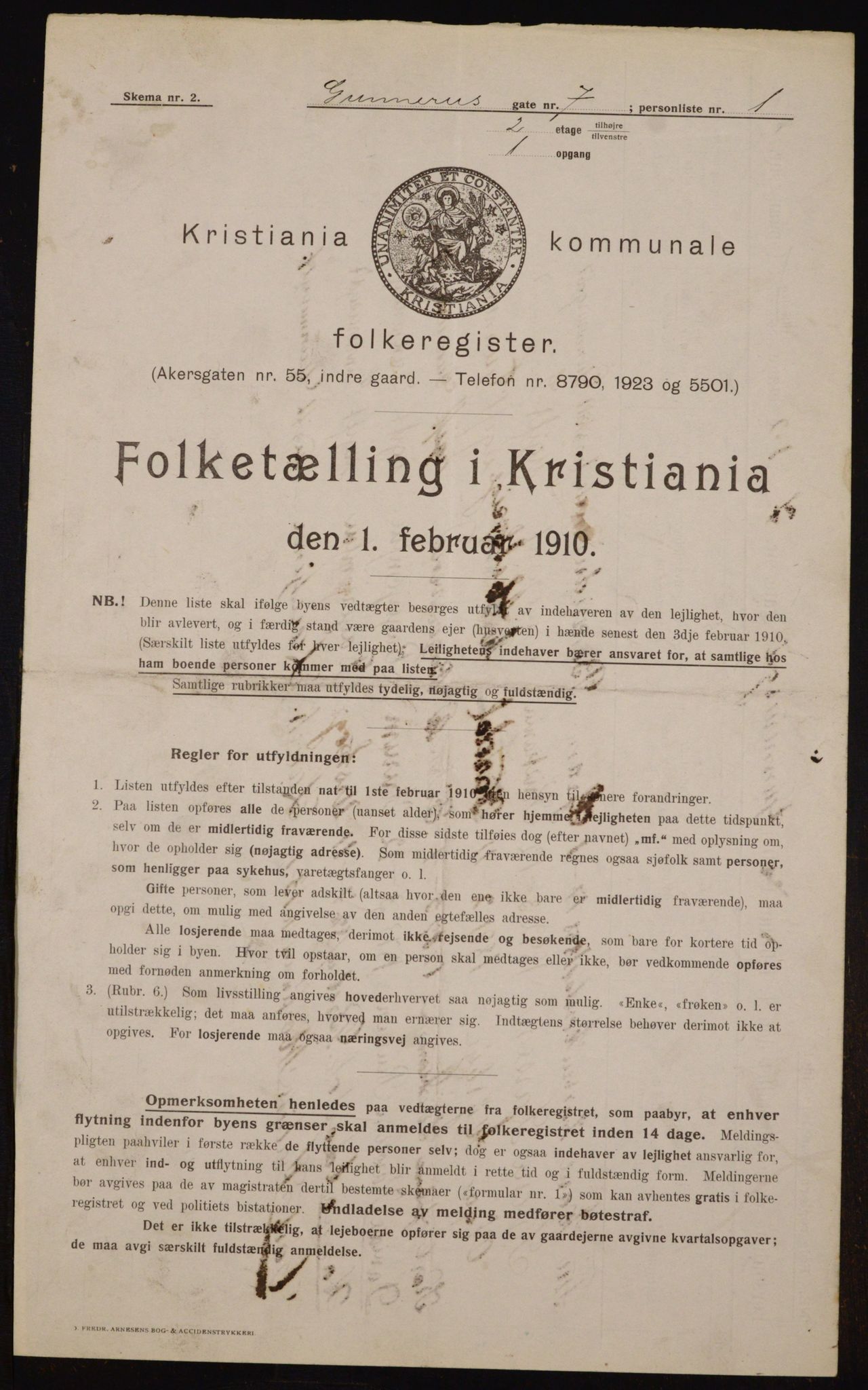 OBA, Municipal Census 1910 for Kristiania, 1910, p. 5044