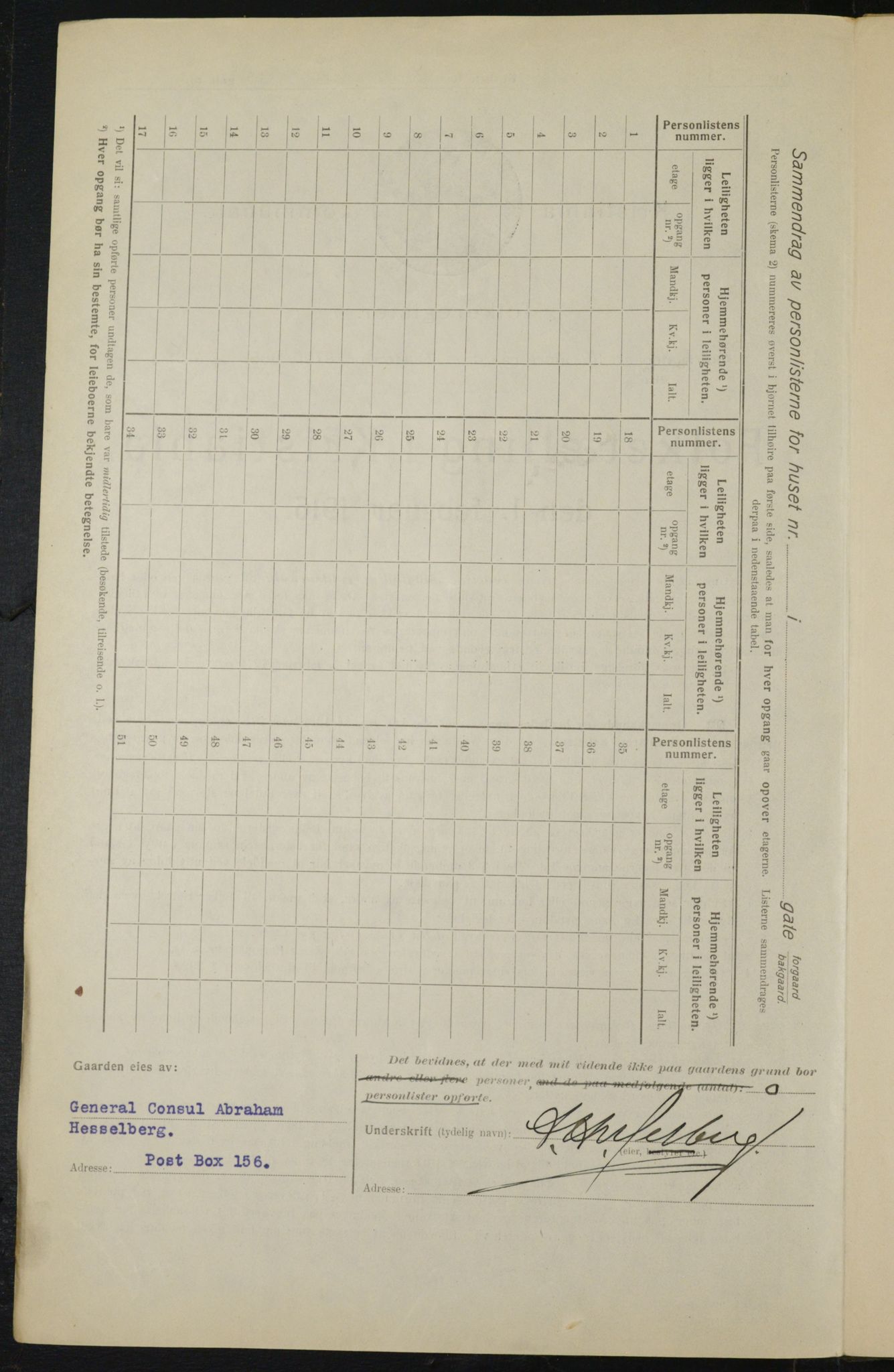 OBA, Municipal Census 1916 for Kristiania, 1916, p. 17301