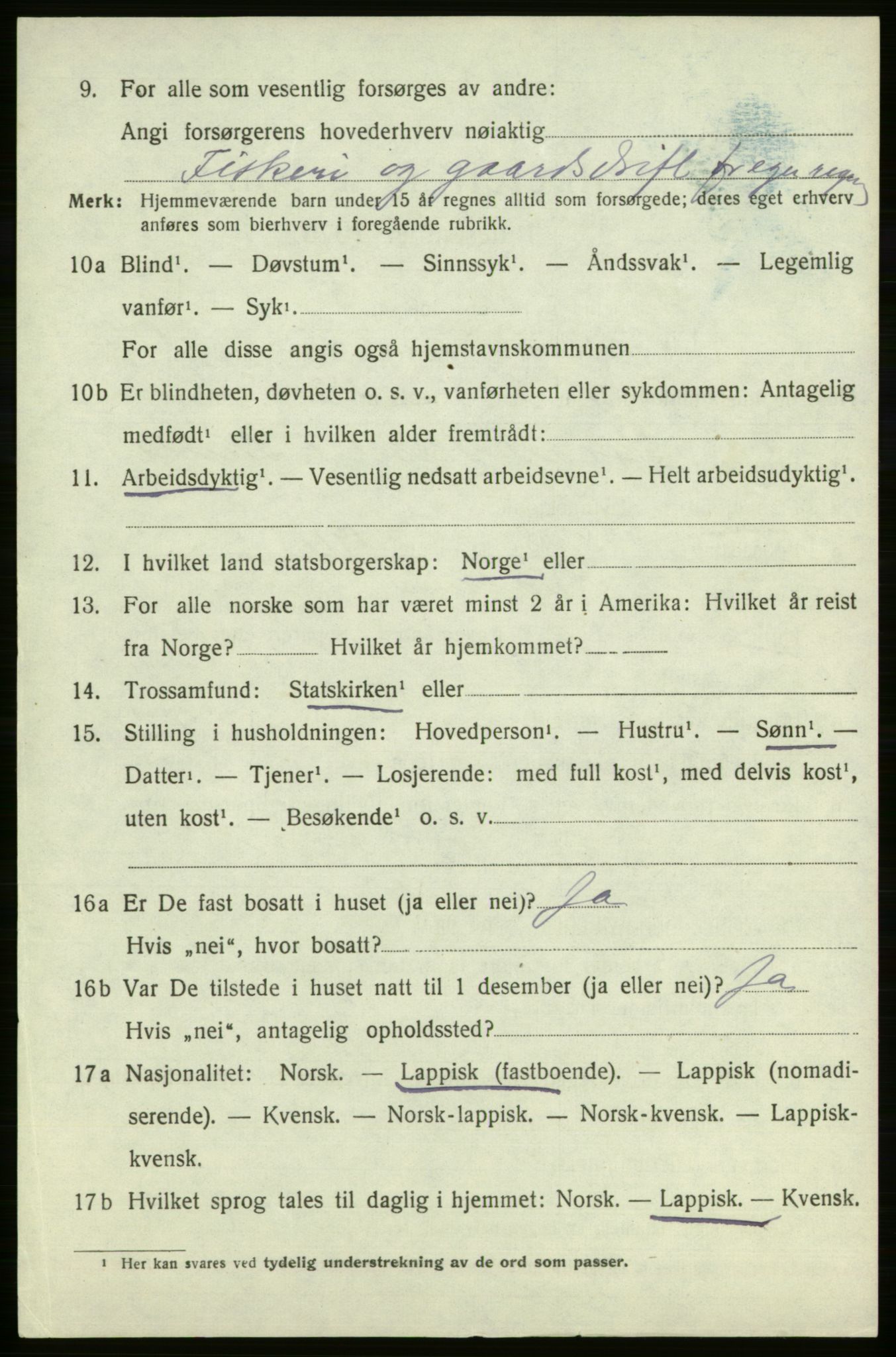 SATØ, 1920 census for , 1920, p. 1601