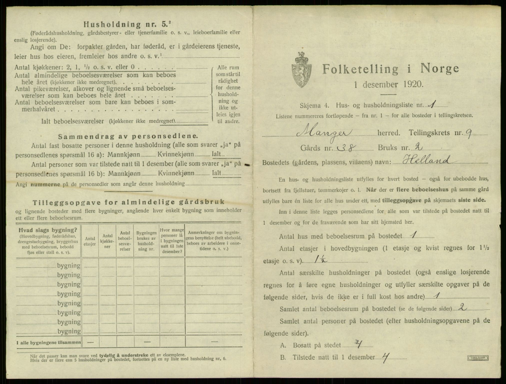 SAB, 1920 census for Manger, 1920, p. 680