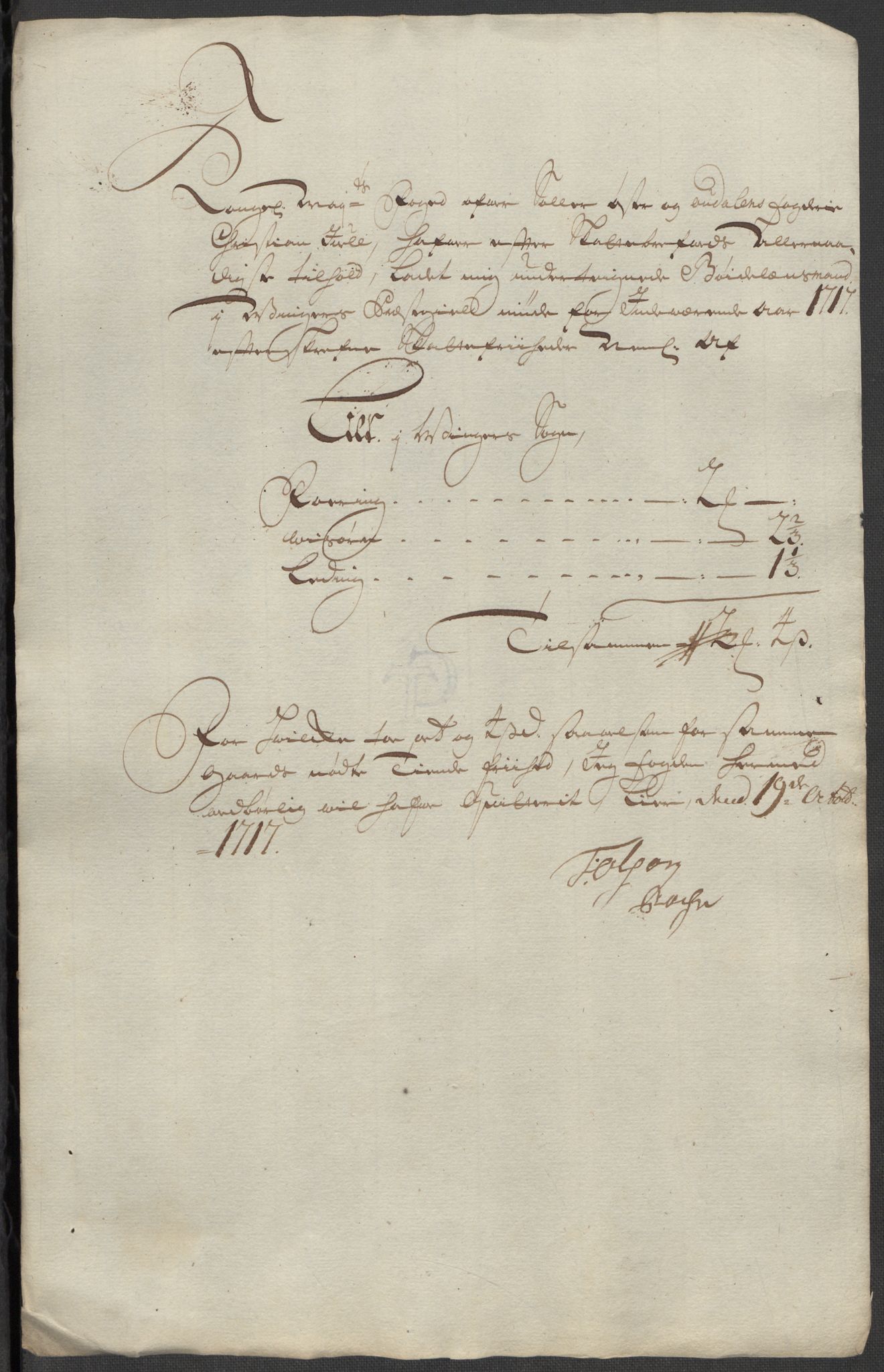 Rentekammeret inntil 1814, Reviderte regnskaper, Fogderegnskap, AV/RA-EA-4092/R13/L0856: Fogderegnskap Solør, Odal og Østerdal, 1717, p. 334