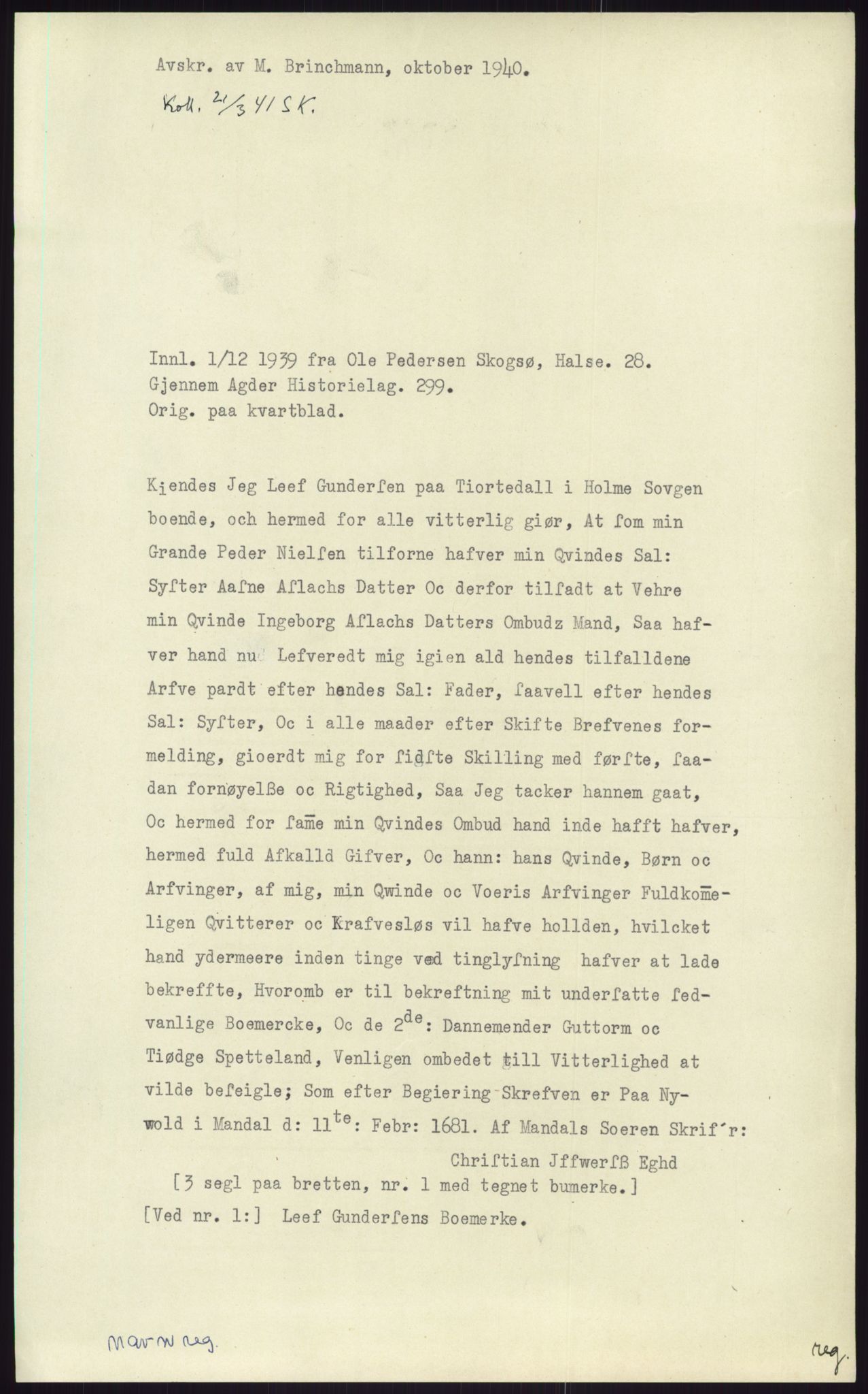 Samlinger til kildeutgivelse, Diplomavskriftsamlingen, AV/RA-EA-4053/H/Ha, p. 2902