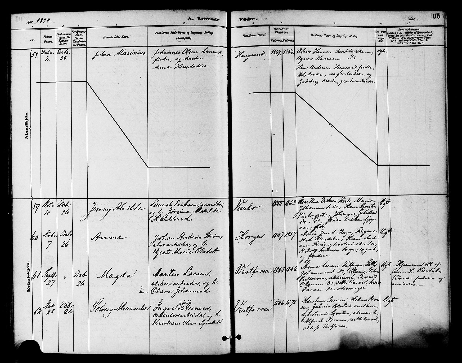 Eiker kirkebøker, SAKO/A-4/F/Fb/L0002: Parish register (official) no. II 2, 1889-1896, p. 95