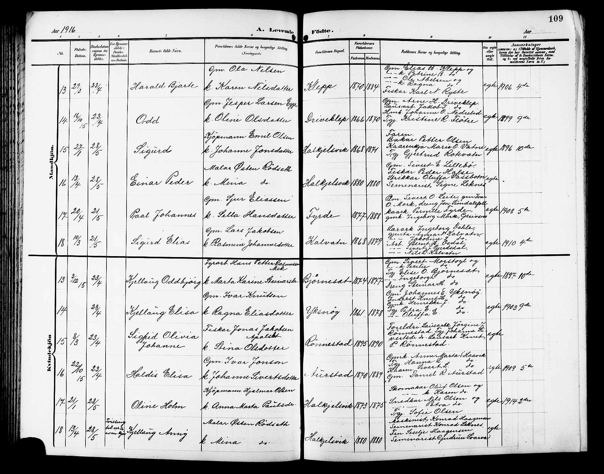 Ministerialprotokoller, klokkerbøker og fødselsregistre - Møre og Romsdal, AV/SAT-A-1454/511/L0159: Parish register (copy) no. 511C05, 1902-1920, p. 109