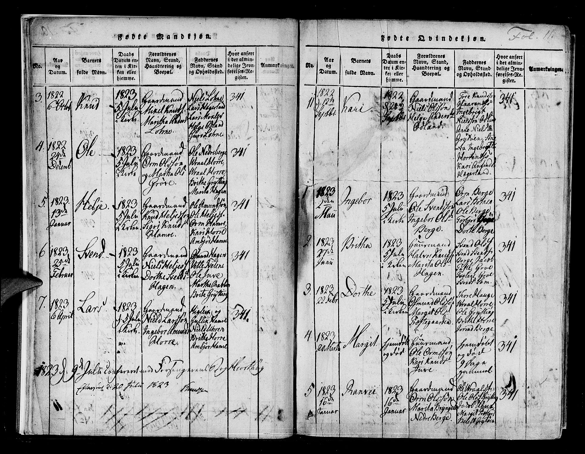 Røldal sokneprestembete, AV/SAB-A-100247: Parish register (official) no. A 2, 1817-1856, p. 11