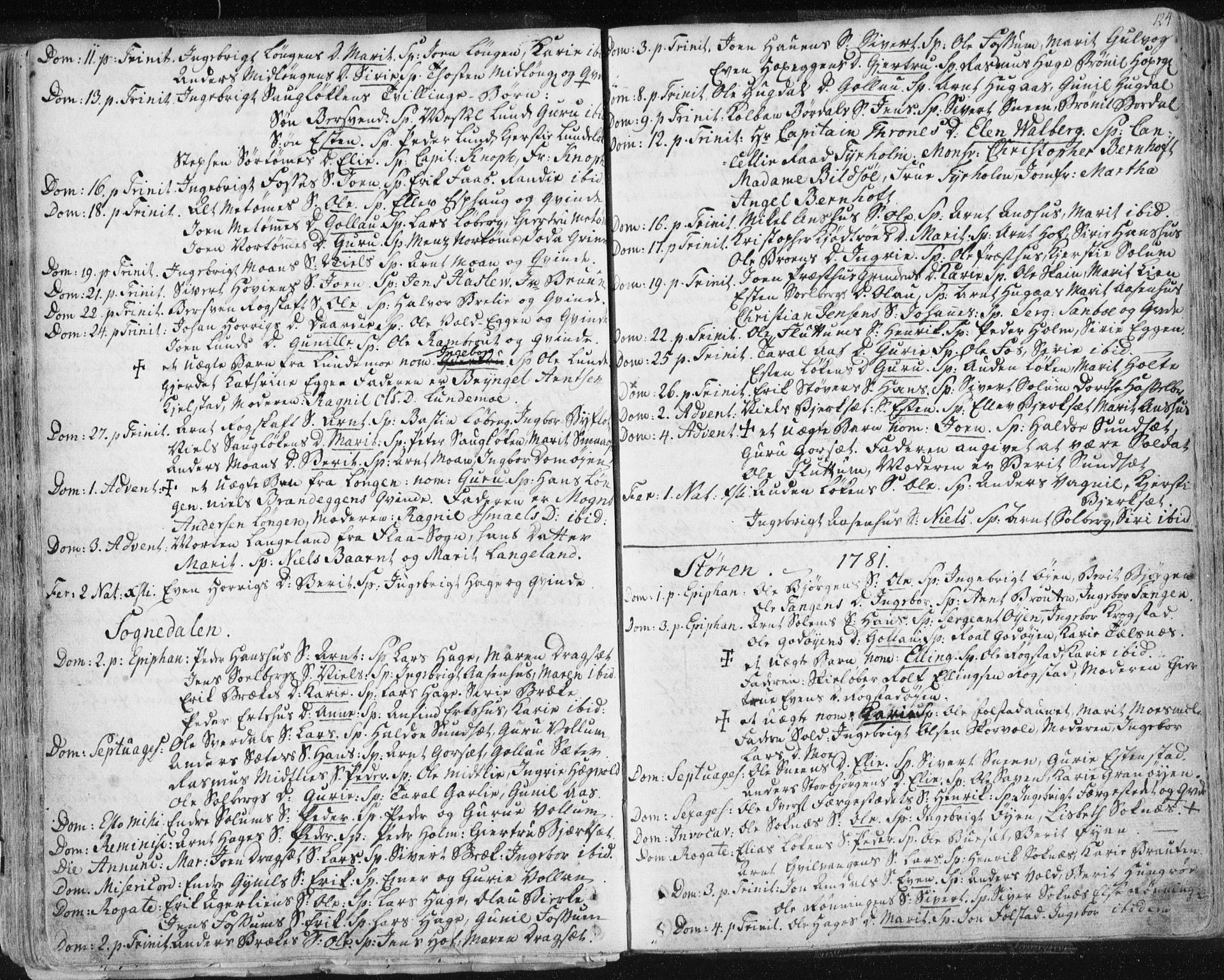 Ministerialprotokoller, klokkerbøker og fødselsregistre - Sør-Trøndelag, SAT/A-1456/687/L0991: Parish register (official) no. 687A02, 1747-1790, p. 124
