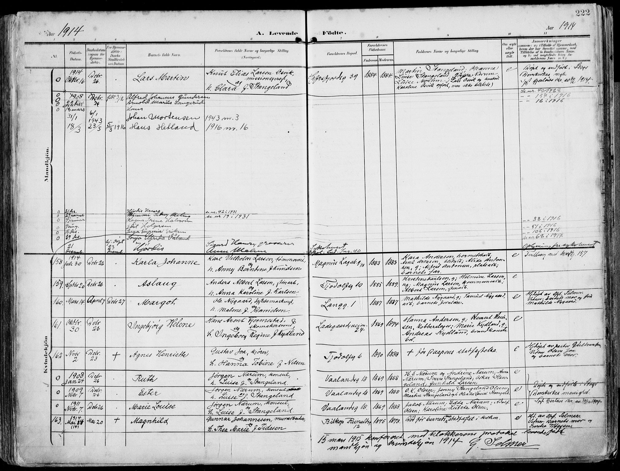 St. Petri sokneprestkontor, AV/SAST-A-101813/002/A/L0005: Parish register (official) no. A 23, 1902-1918, p. 222