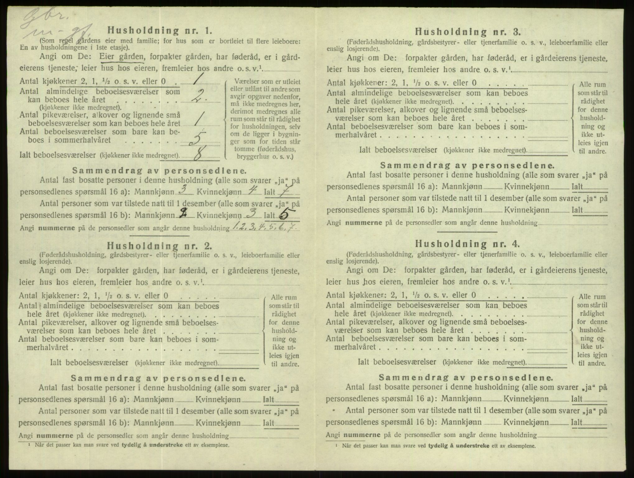 SAB, 1920 census for Gloppen, 1920, p. 449