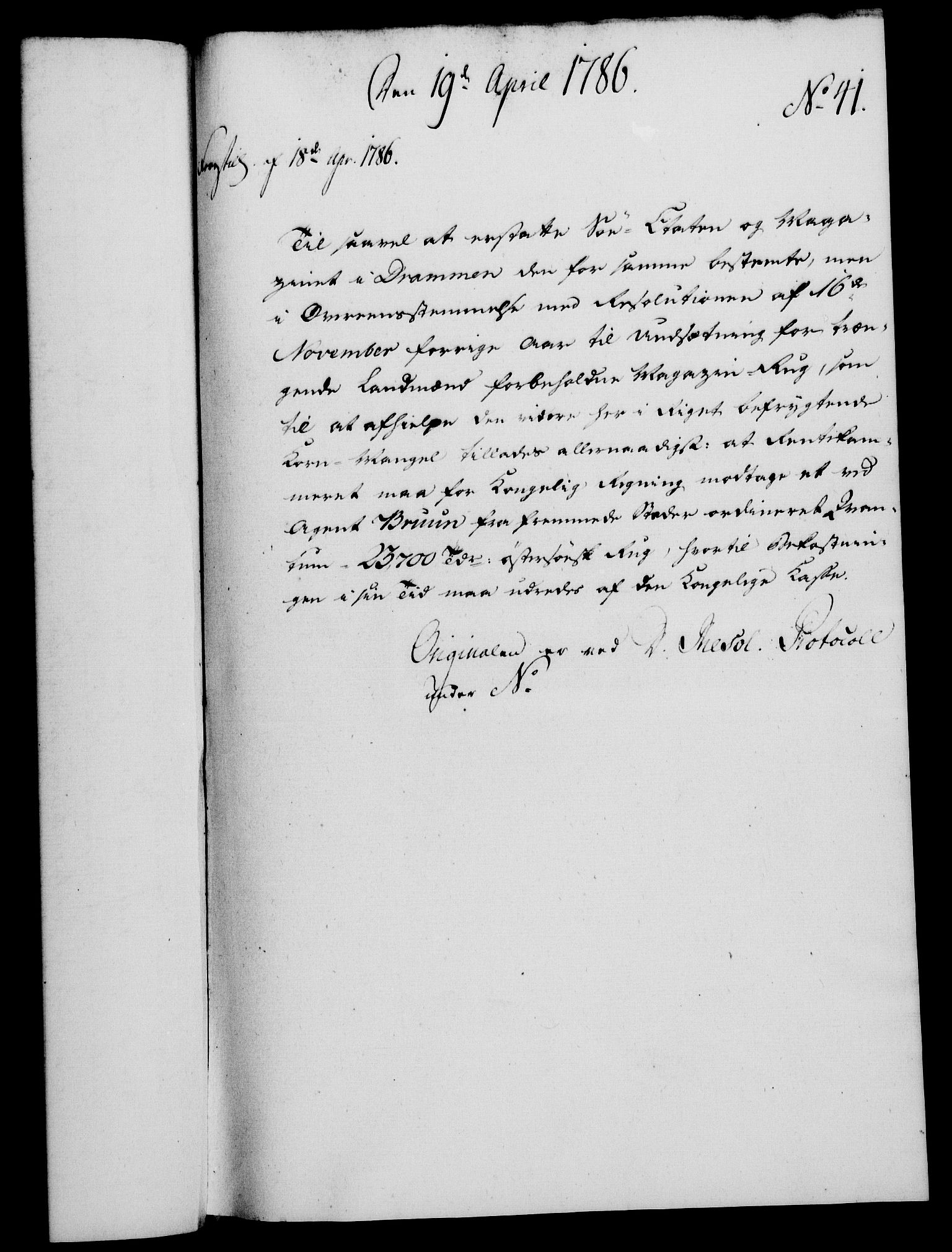 Rentekammeret, Kammerkanselliet, RA/EA-3111/G/Gf/Gfa/L0068: Norsk relasjons- og resolusjonsprotokoll (merket RK 52.68), 1786, p. 319
