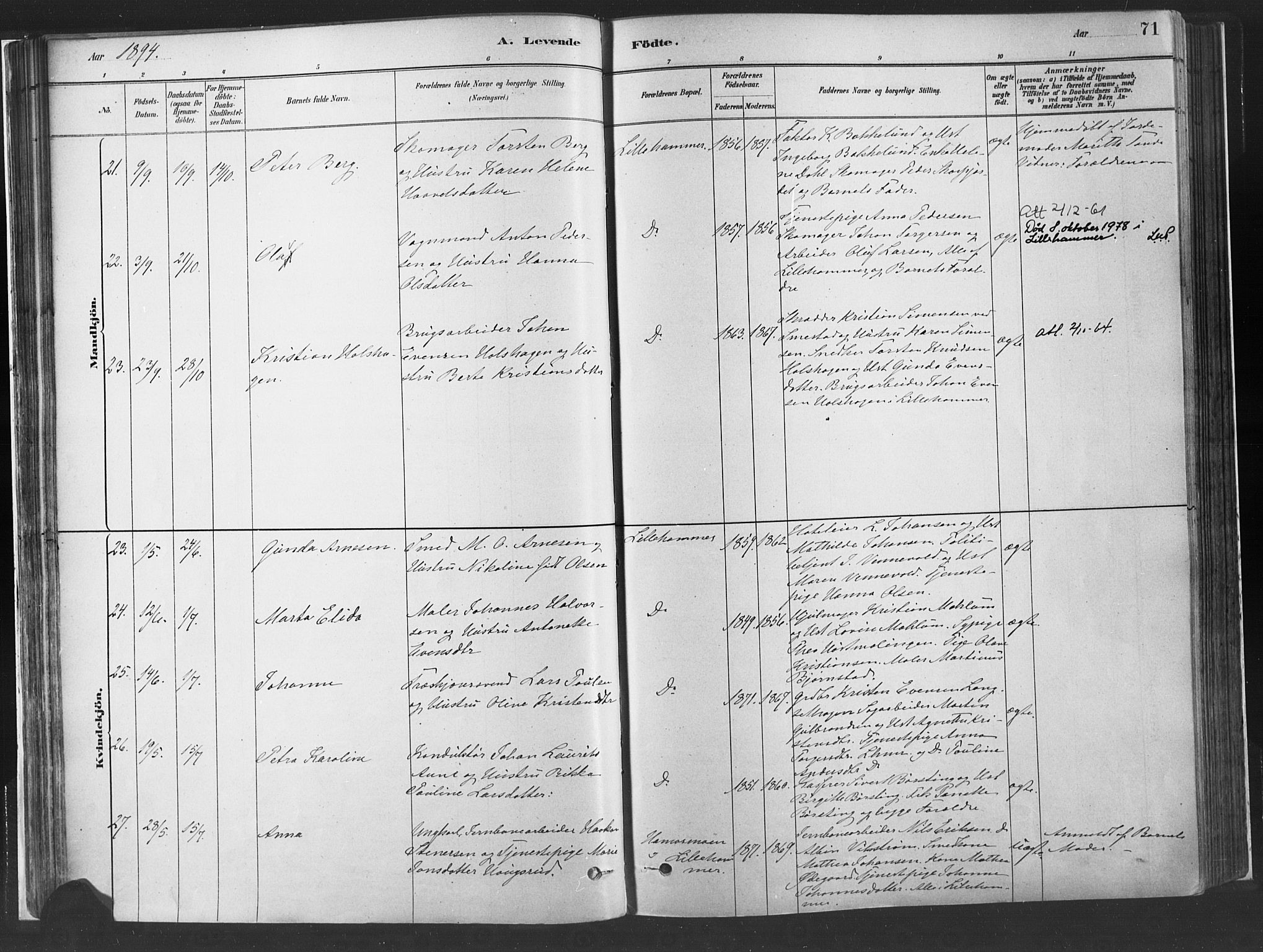 Fåberg prestekontor, AV/SAH-PREST-086/H/Ha/Haa/L0010: Parish register (official) no. 10, 1879-1900, p. 71