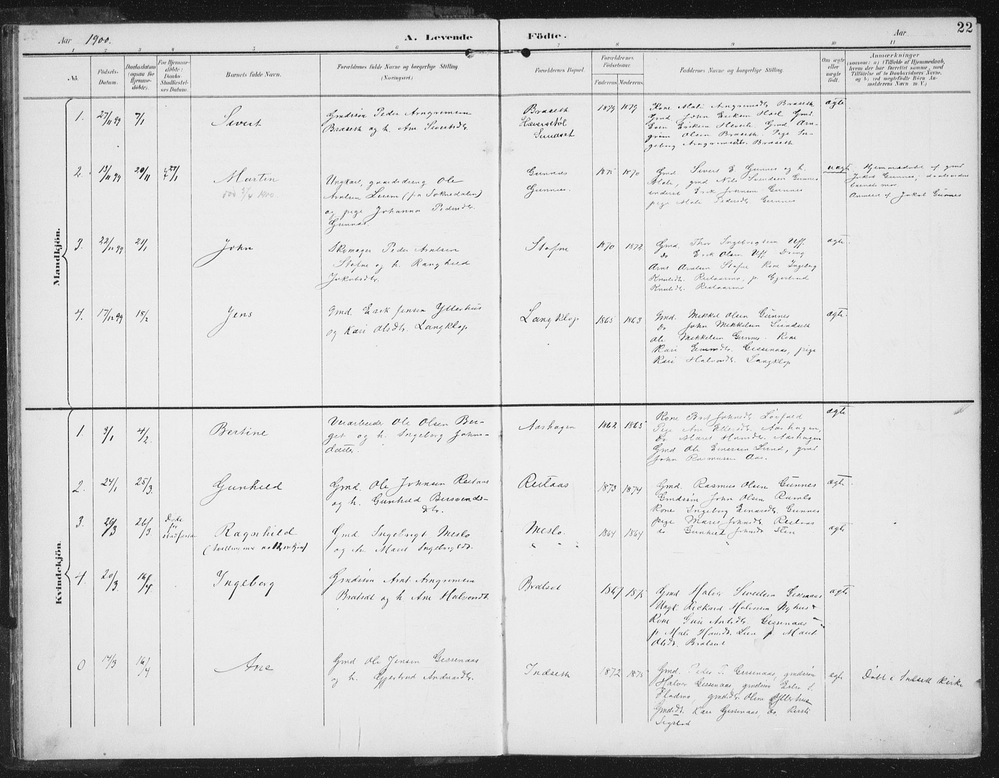 Ministerialprotokoller, klokkerbøker og fødselsregistre - Sør-Trøndelag, SAT/A-1456/674/L0872: Parish register (official) no. 674A04, 1897-1907, p. 22
