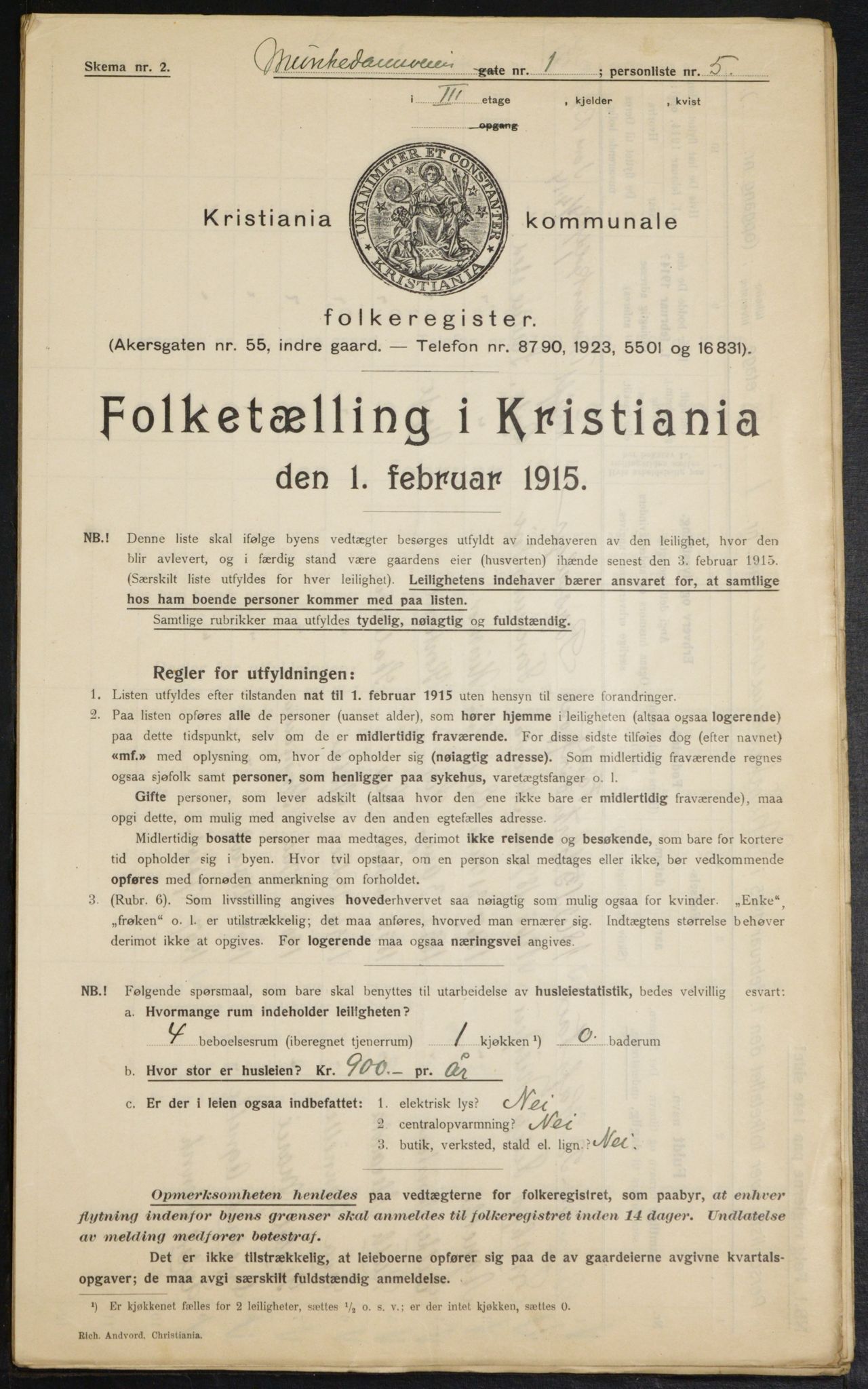 OBA, Municipal Census 1915 for Kristiania, 1915, p. 66143