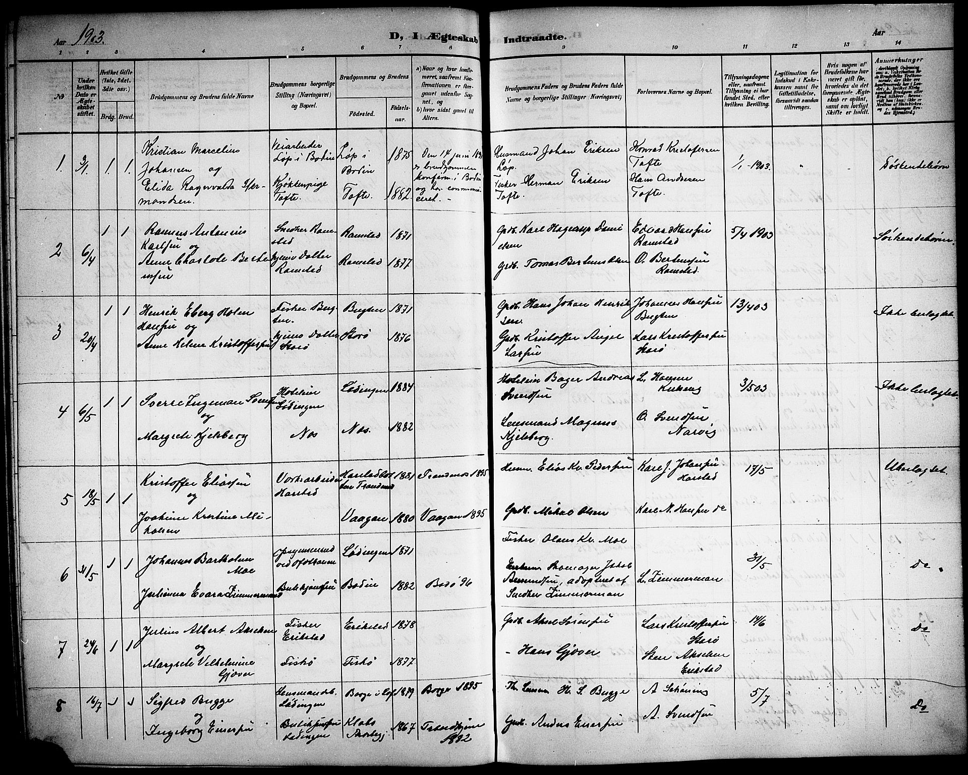 Ministerialprotokoller, klokkerbøker og fødselsregistre - Nordland, AV/SAT-A-1459/872/L1048: Parish register (copy) no. 872C04, 1898-1919