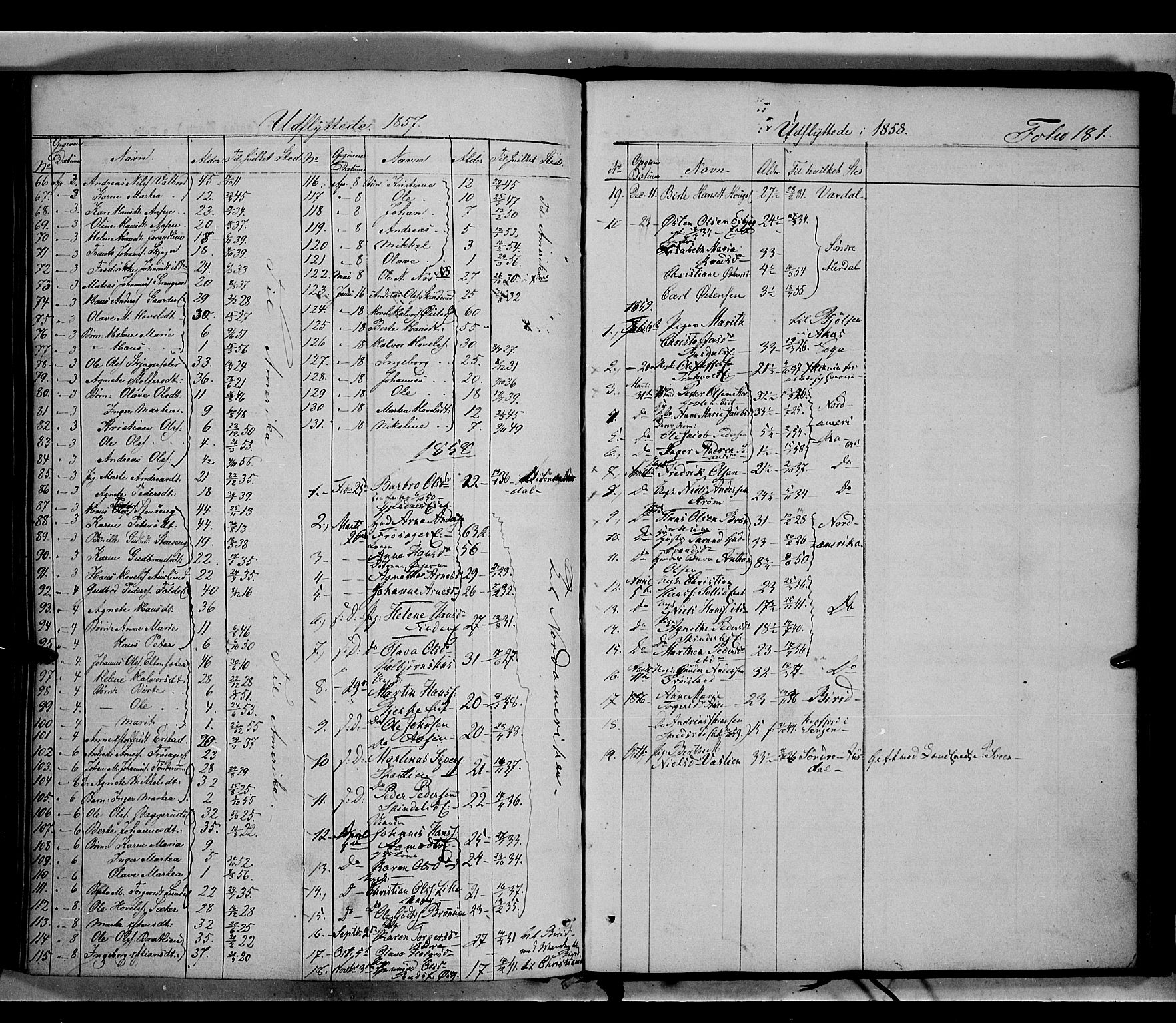 Land prestekontor, SAH/PREST-120/H/Ha/Haa/L0010: Parish register (official) no. 10, 1847-1859, p. 181