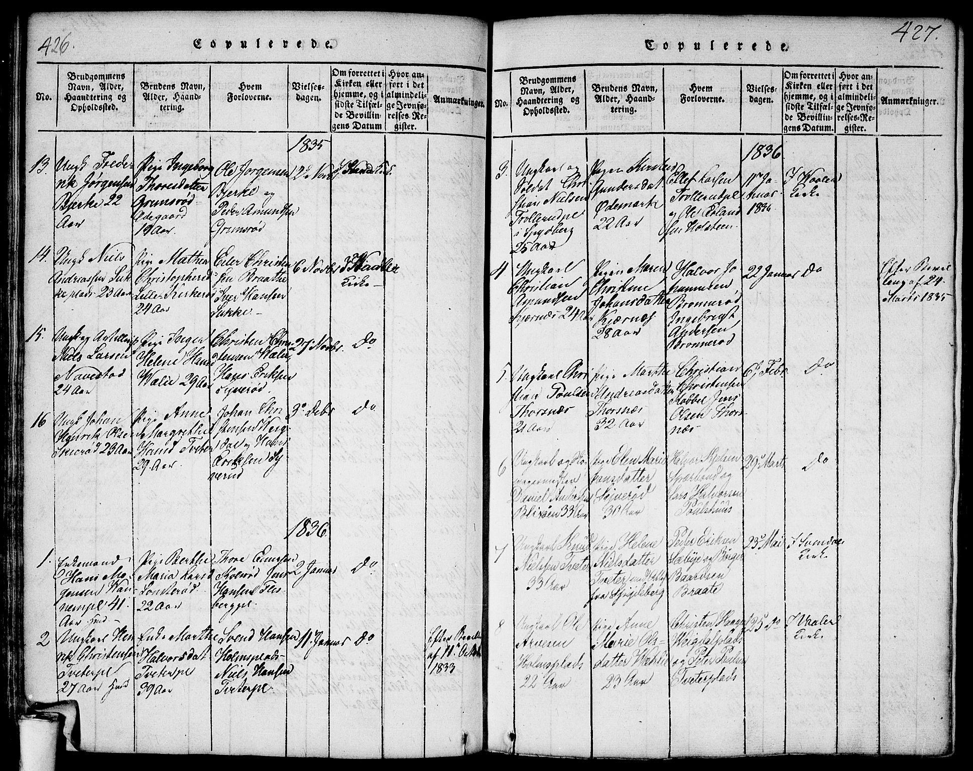 Våler prestekontor Kirkebøker, AV/SAO-A-11083/F/Fa/L0005: Parish register (official) no. I 5, 1815-1839, p. 426-427