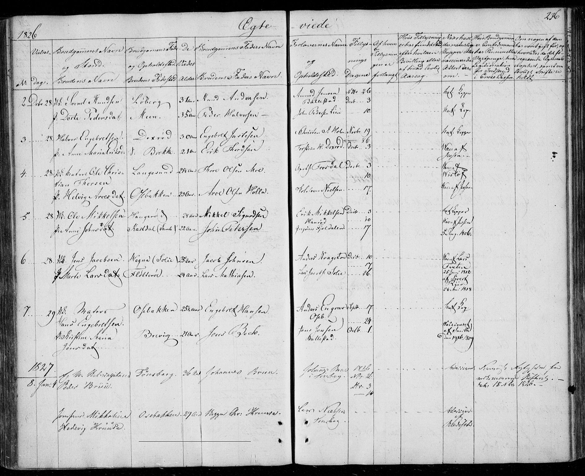 Gjerpen kirkebøker, SAKO/A-265/F/Fa/L0005: Parish register (official) no. I 5, 1823-1829, p. 236