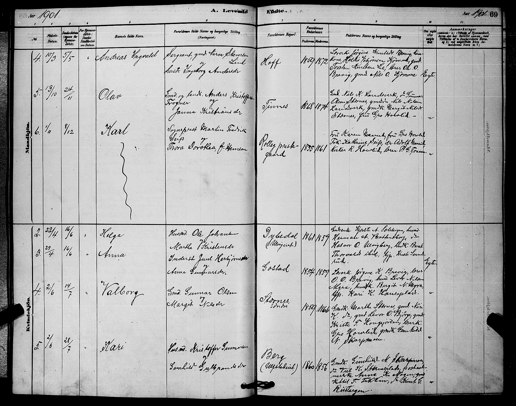 Rollag kirkebøker, AV/SAKO-A-240/G/Ga/L0004: Parish register (copy) no. I 4, 1878-1903, p. 69