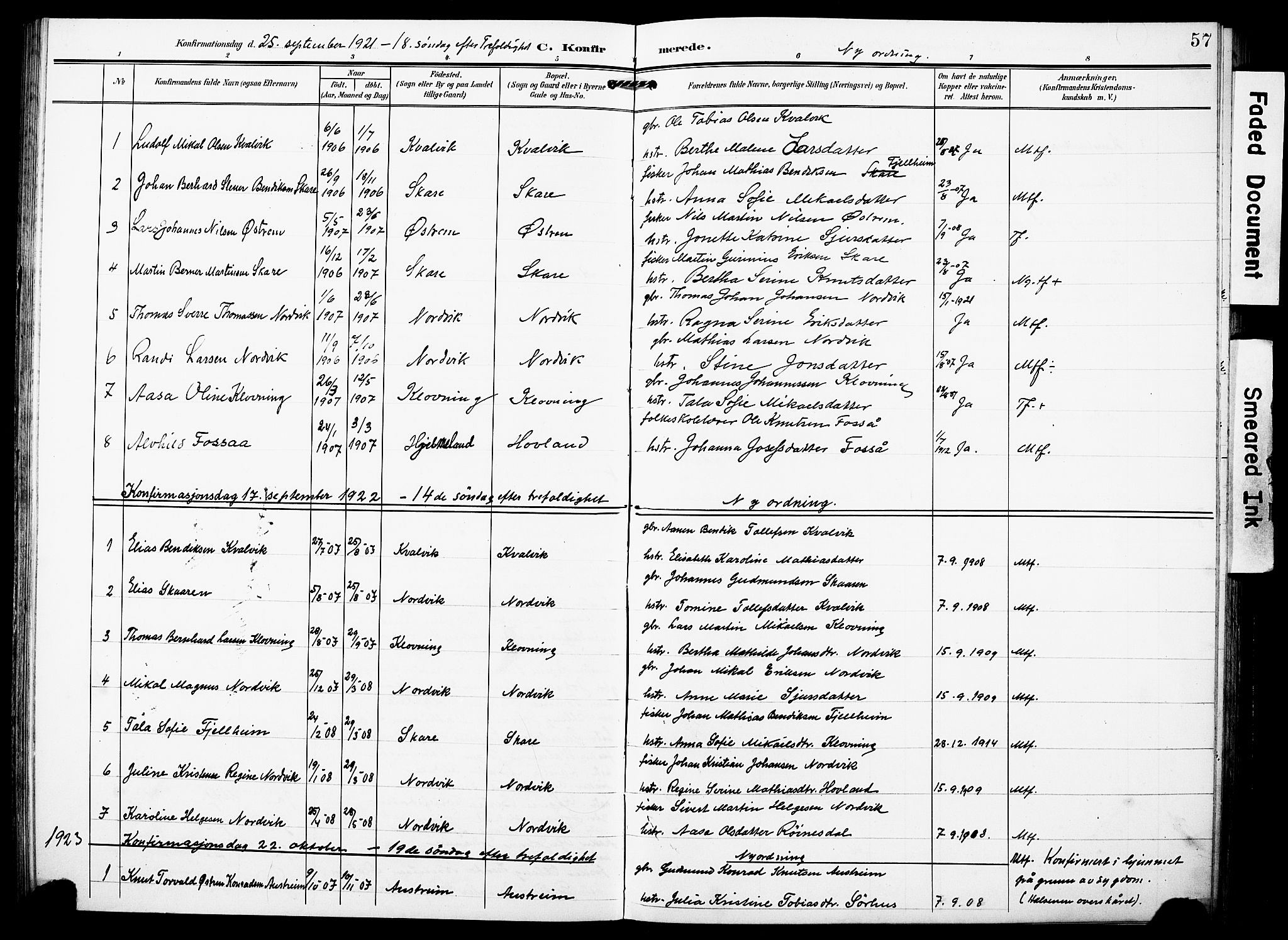 Torvastad sokneprestkontor, AV/SAST-A -101857/H/Ha/Haa/L0018: Parish register (official) no. A 17, 1903-1925, p. 57