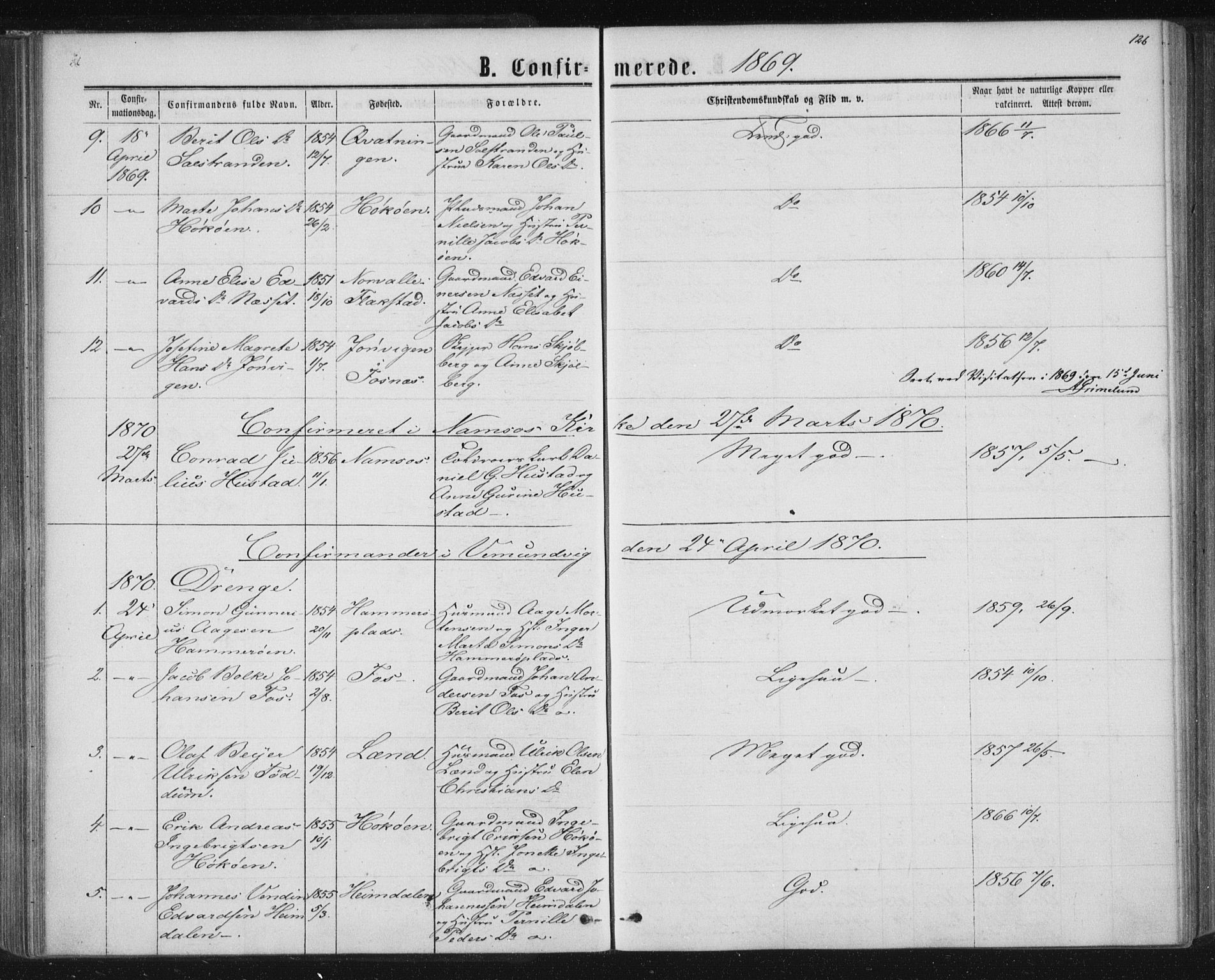 Ministerialprotokoller, klokkerbøker og fødselsregistre - Nord-Trøndelag, SAT/A-1458/768/L0570: Parish register (official) no. 768A05, 1865-1874, p. 126