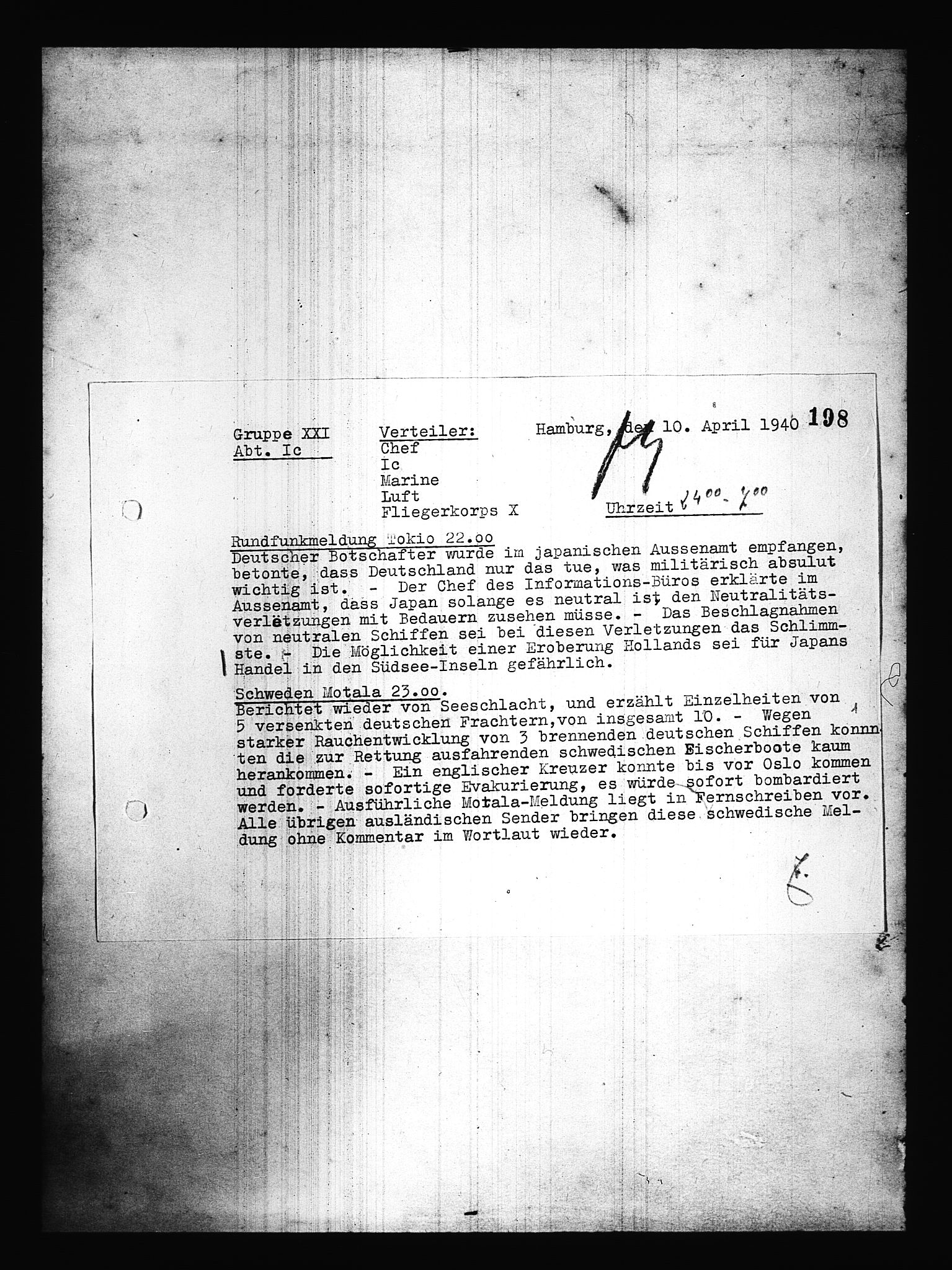 Documents Section, AV/RA-RAFA-2200/V/L0085: Amerikansk mikrofilm "Captured German Documents".
Box No. 724.  FKA jnr. 615/1954., 1940-1941, p. 61