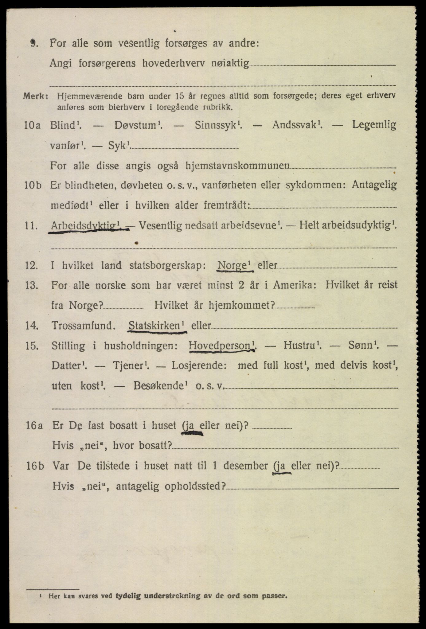 SAK, 1920 census for Øvre Sirdal, 1920, p. 1326