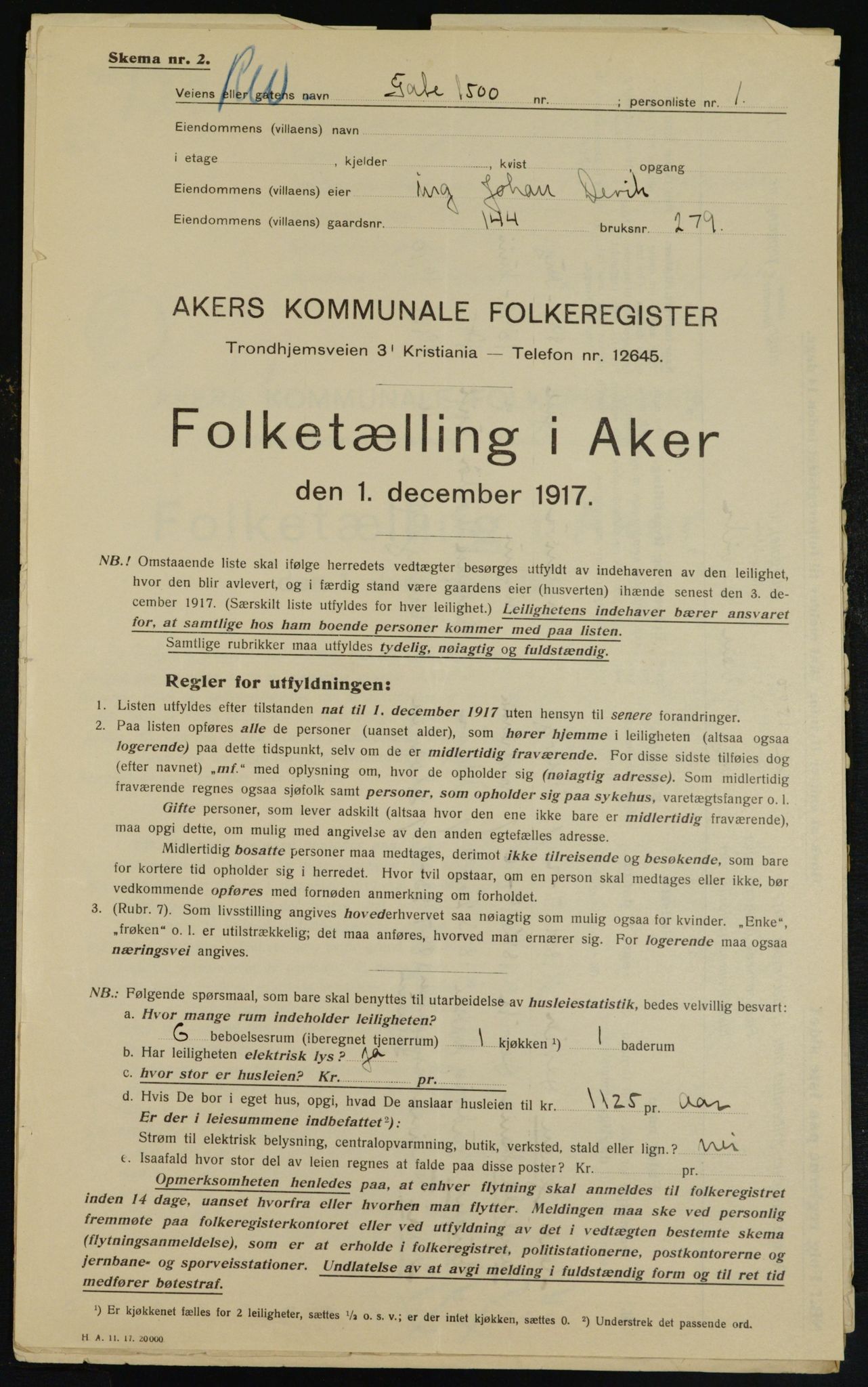 OBA, Municipal Census 1917 for Aker, 1917, p. 25671