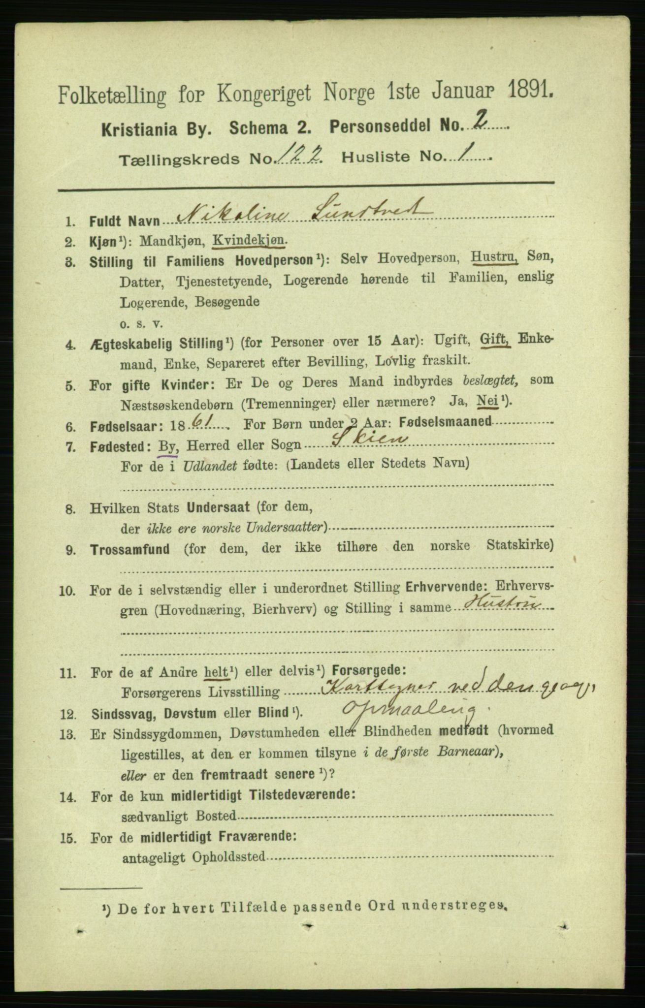 RA, 1891 census for 0301 Kristiania, 1891, p. 64619