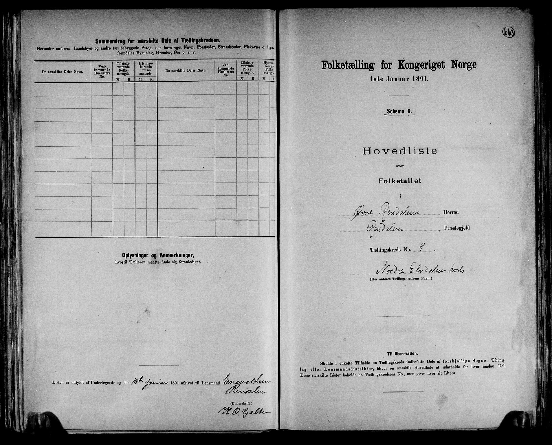 RA, 1891 census for 0433 Øvre Rendal, 1891, p. 19