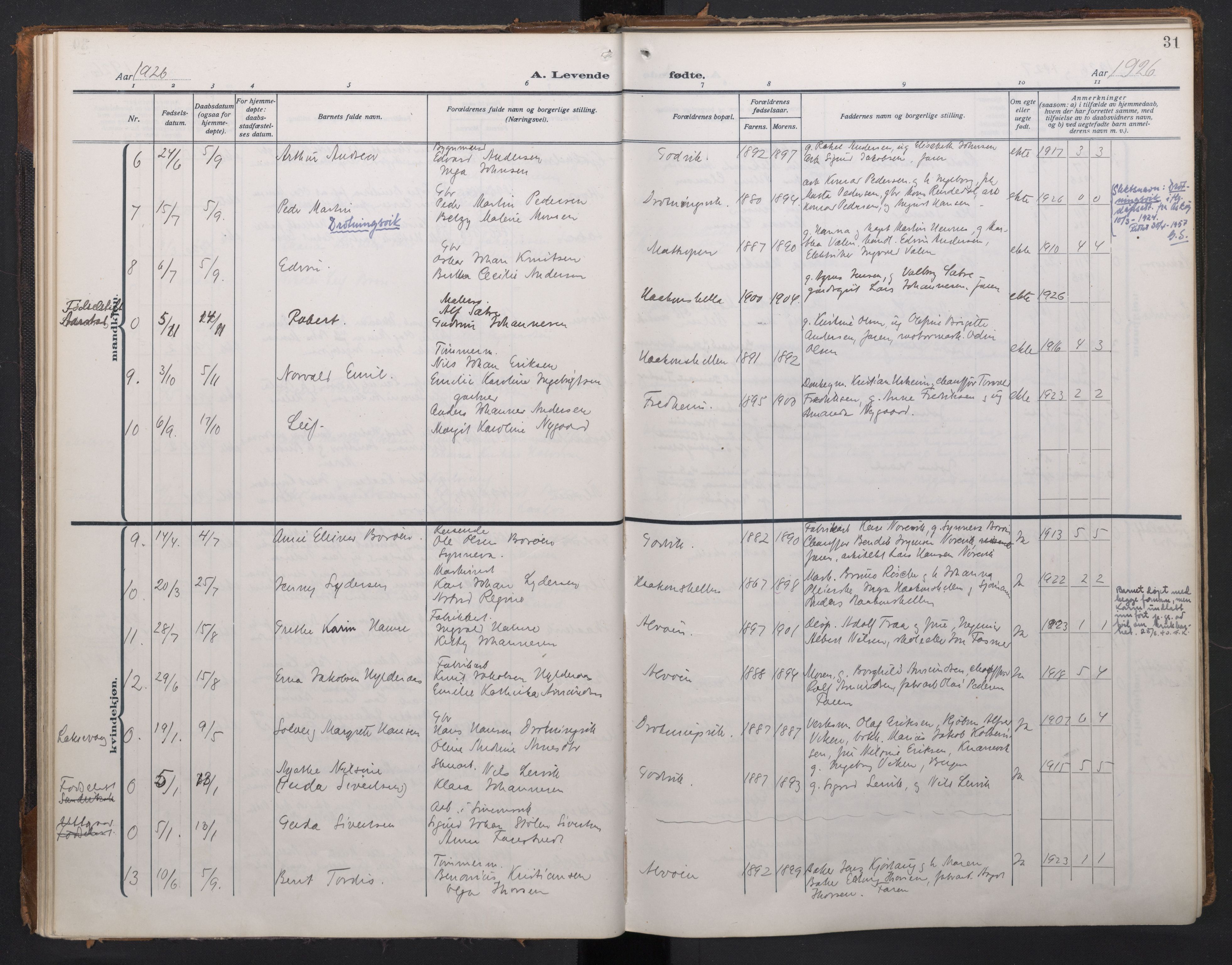 Laksevåg Sokneprestembete, AV/SAB-A-76501/H/Ha/Haa/Haah/L0001: Parish register (official) no. H 1, 1915-1934, p. 31