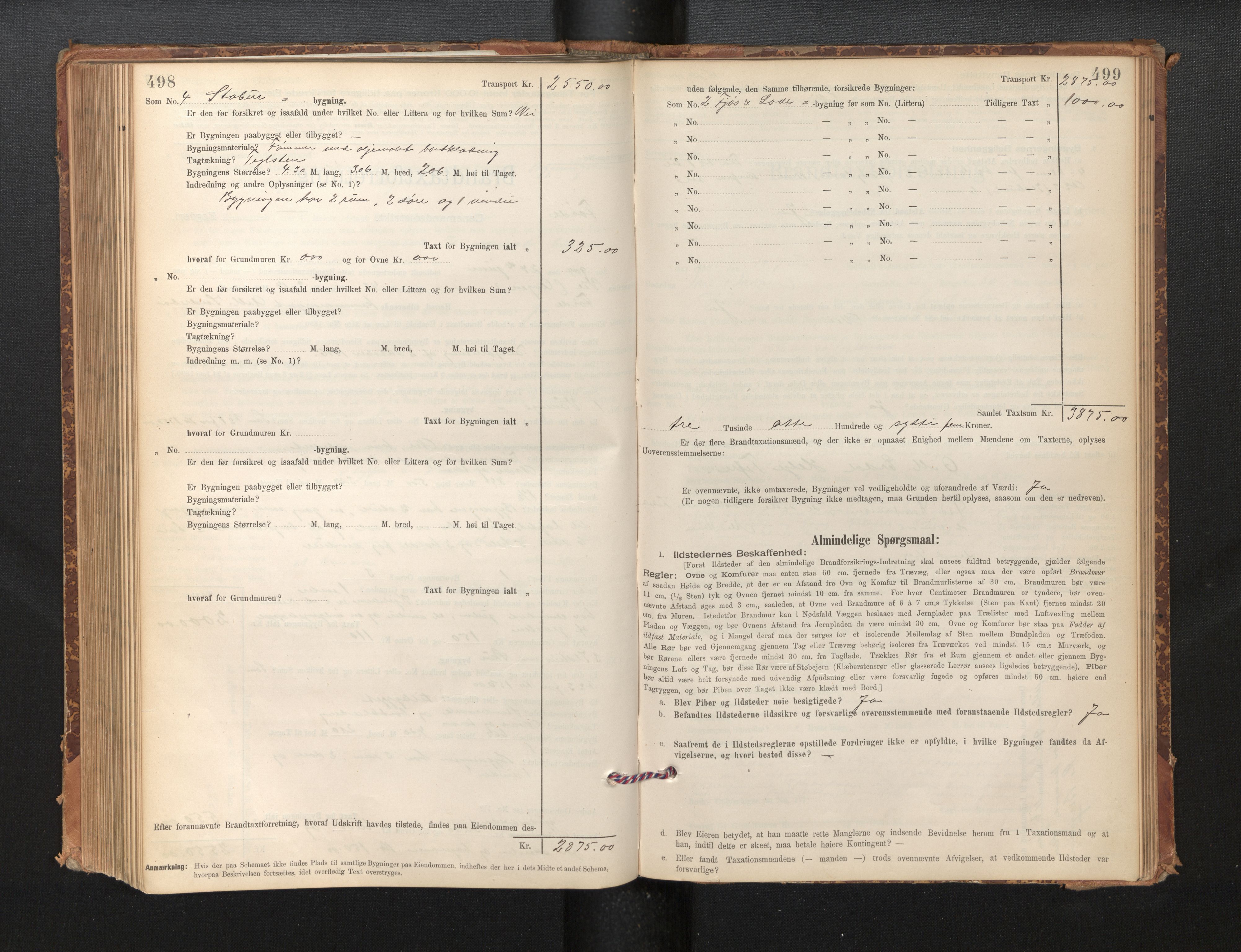 Lensmannen i Førde, SAB/A-27401/0012/L0008: Branntakstprotokoll, skjematakst, 1895-1922, p. 498-499