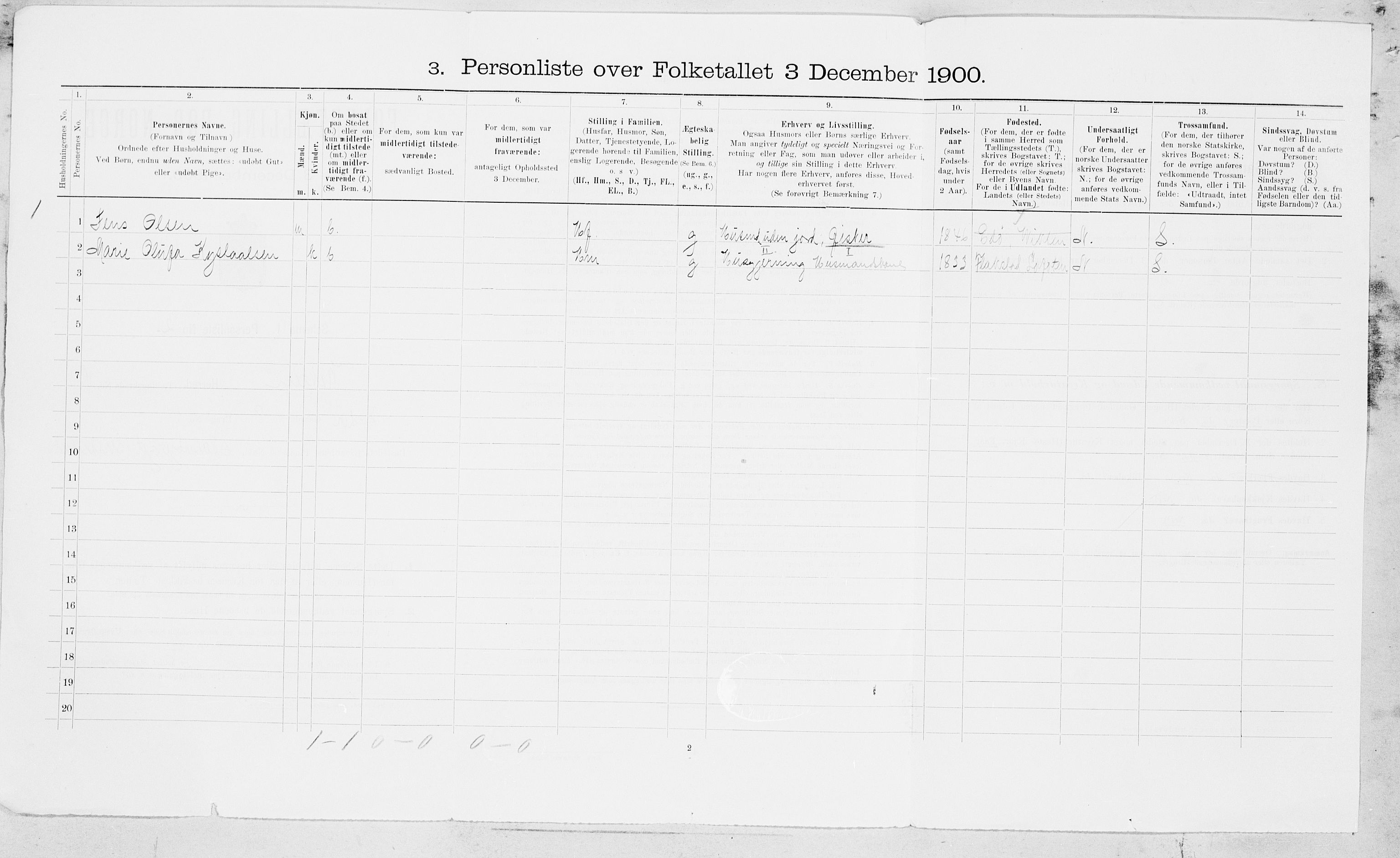 SAT, 1900 census for Vikna, 1900, p. 25