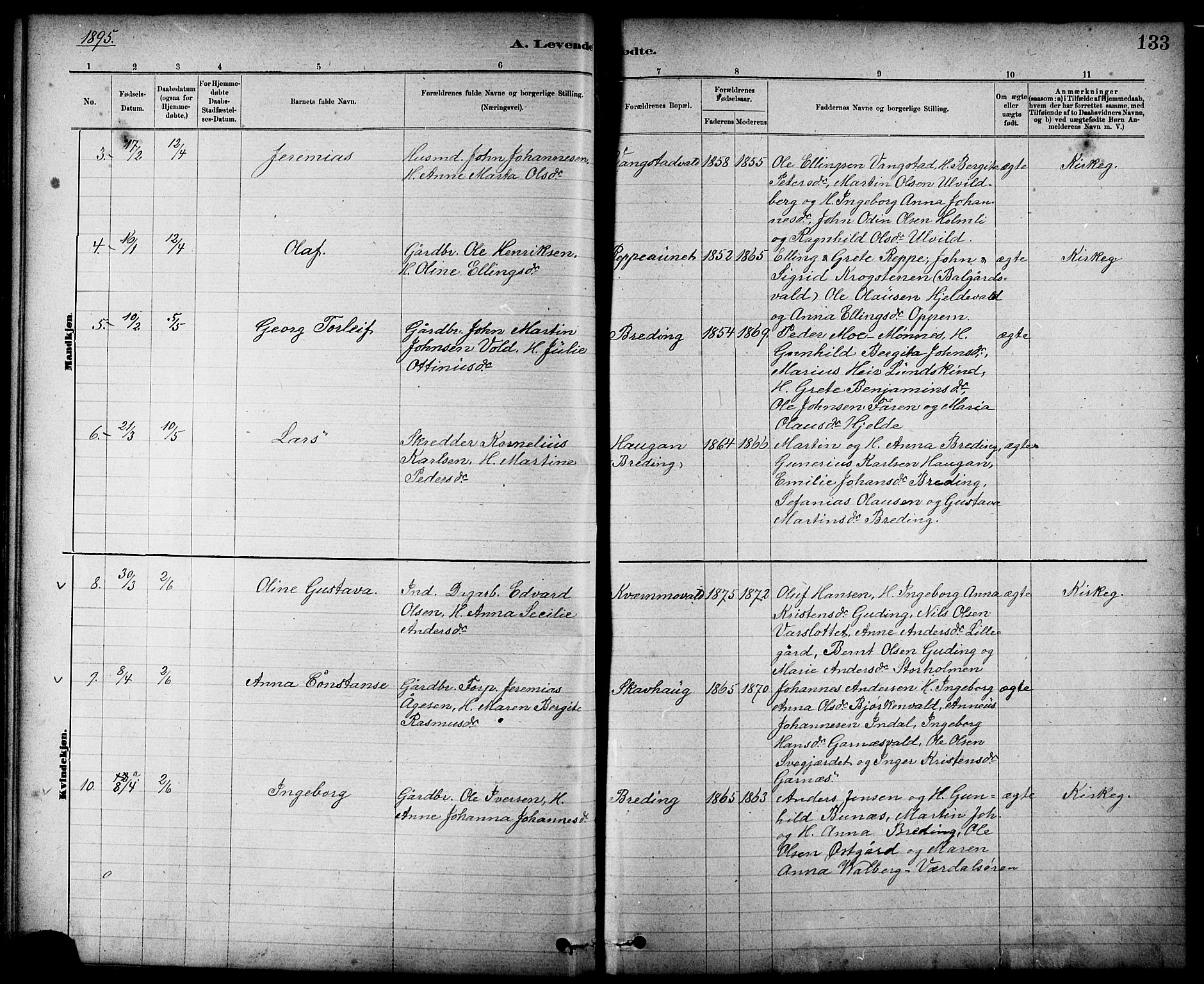 Ministerialprotokoller, klokkerbøker og fødselsregistre - Nord-Trøndelag, AV/SAT-A-1458/724/L0267: Parish register (copy) no. 724C03, 1879-1898, p. 133