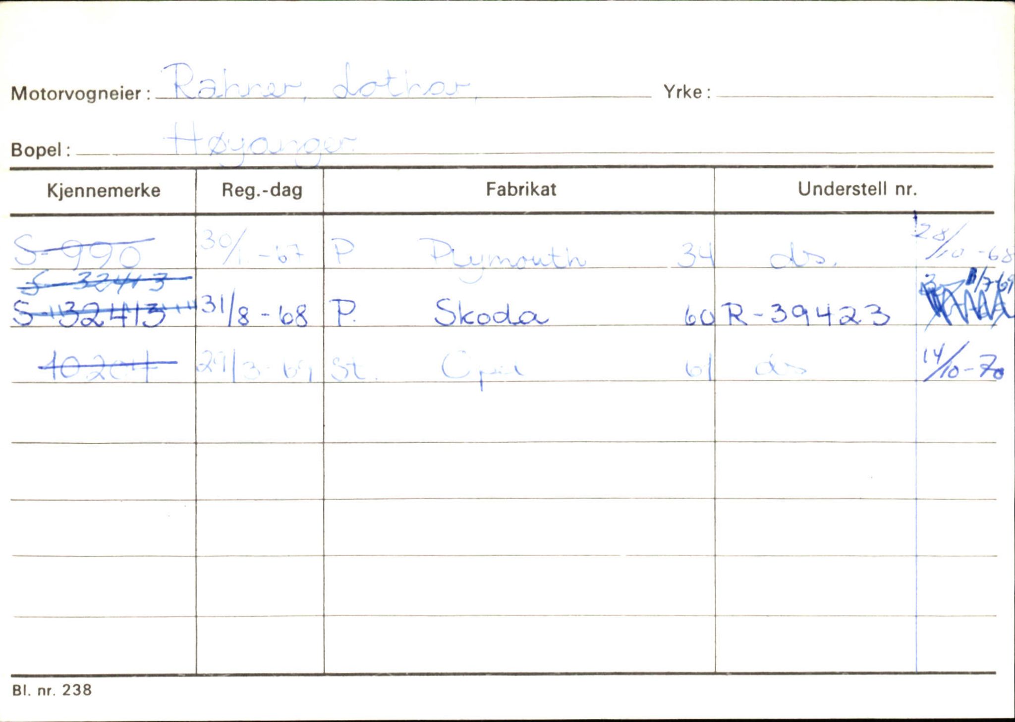 Statens vegvesen, Sogn og Fjordane vegkontor, AV/SAB-A-5301/4/F/L0131: Eigarregister Høyanger P-Å. Stryn S-Å, 1945-1975, p. 22