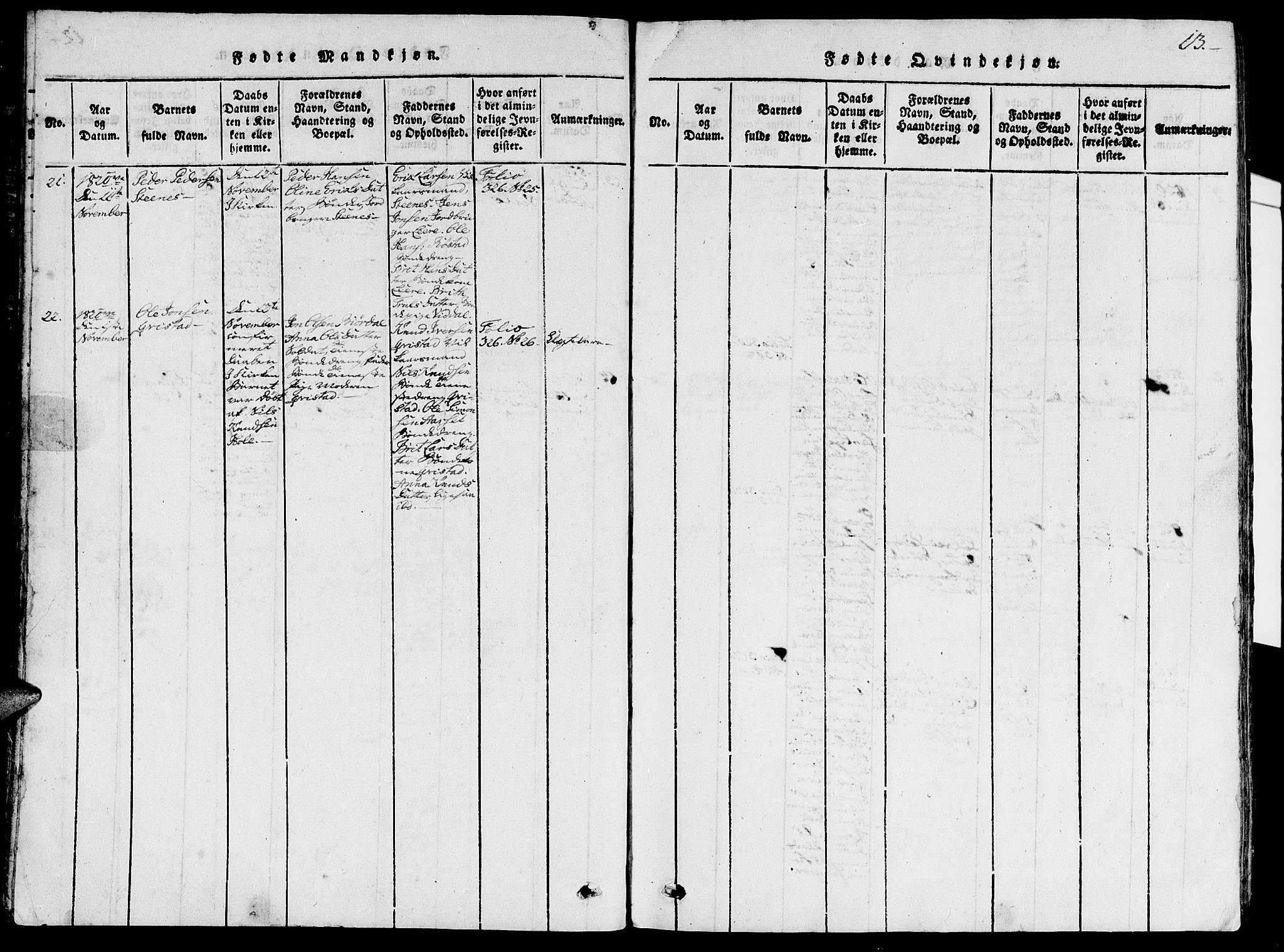 Ministerialprotokoller, klokkerbøker og fødselsregistre - Møre og Romsdal, AV/SAT-A-1454/515/L0207: Parish register (official) no. 515A03, 1819-1829, p. 13