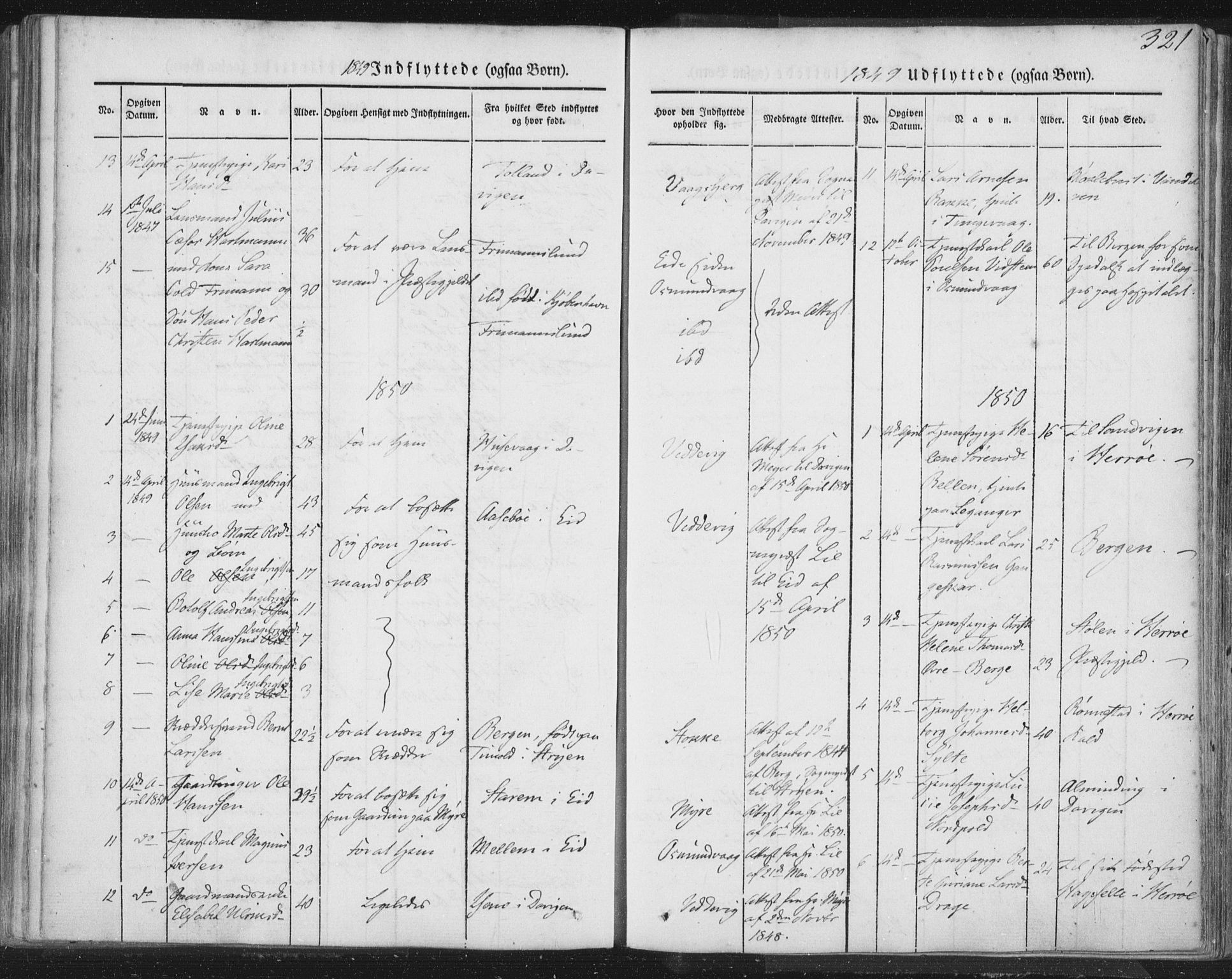 Selje sokneprestembete, SAB/A-99938/H/Ha/Haa/Haaa: Parish register (official) no. A 10, 1844-1858, p. 321