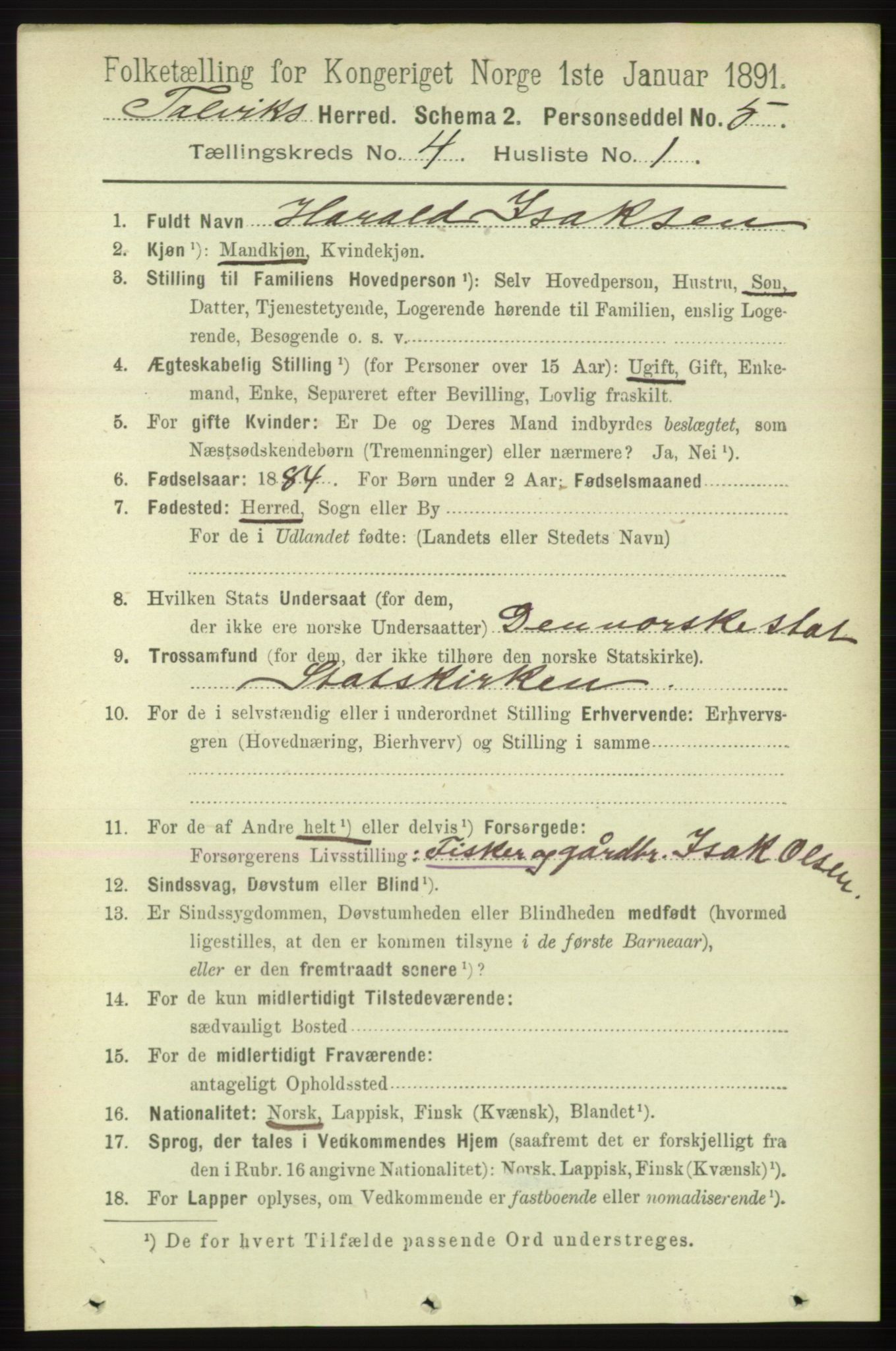 RA, 1891 census for 2013 Talvik, 1891, p. 1067