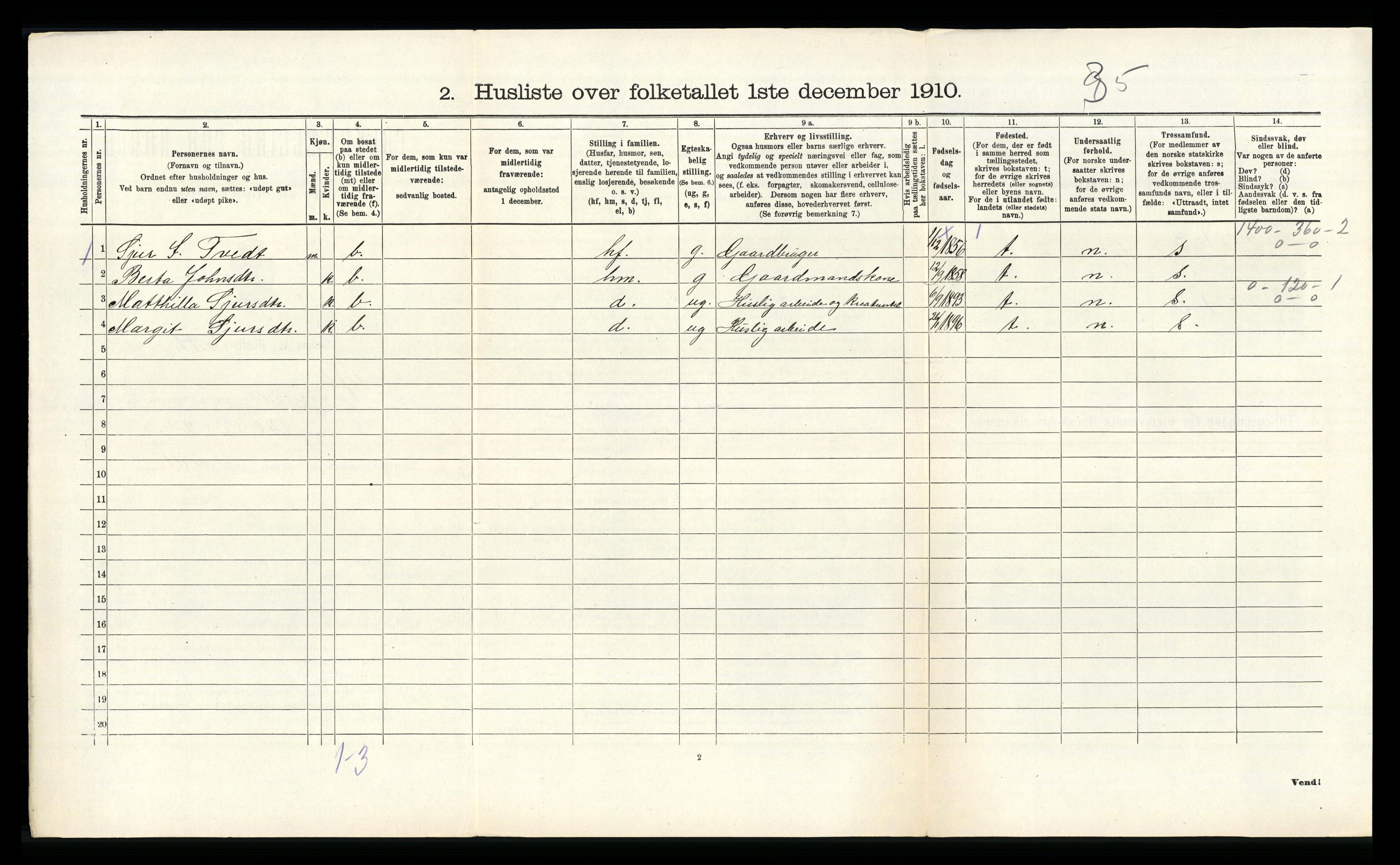 RA, 1910 census for Hamre, 1910, p. 645