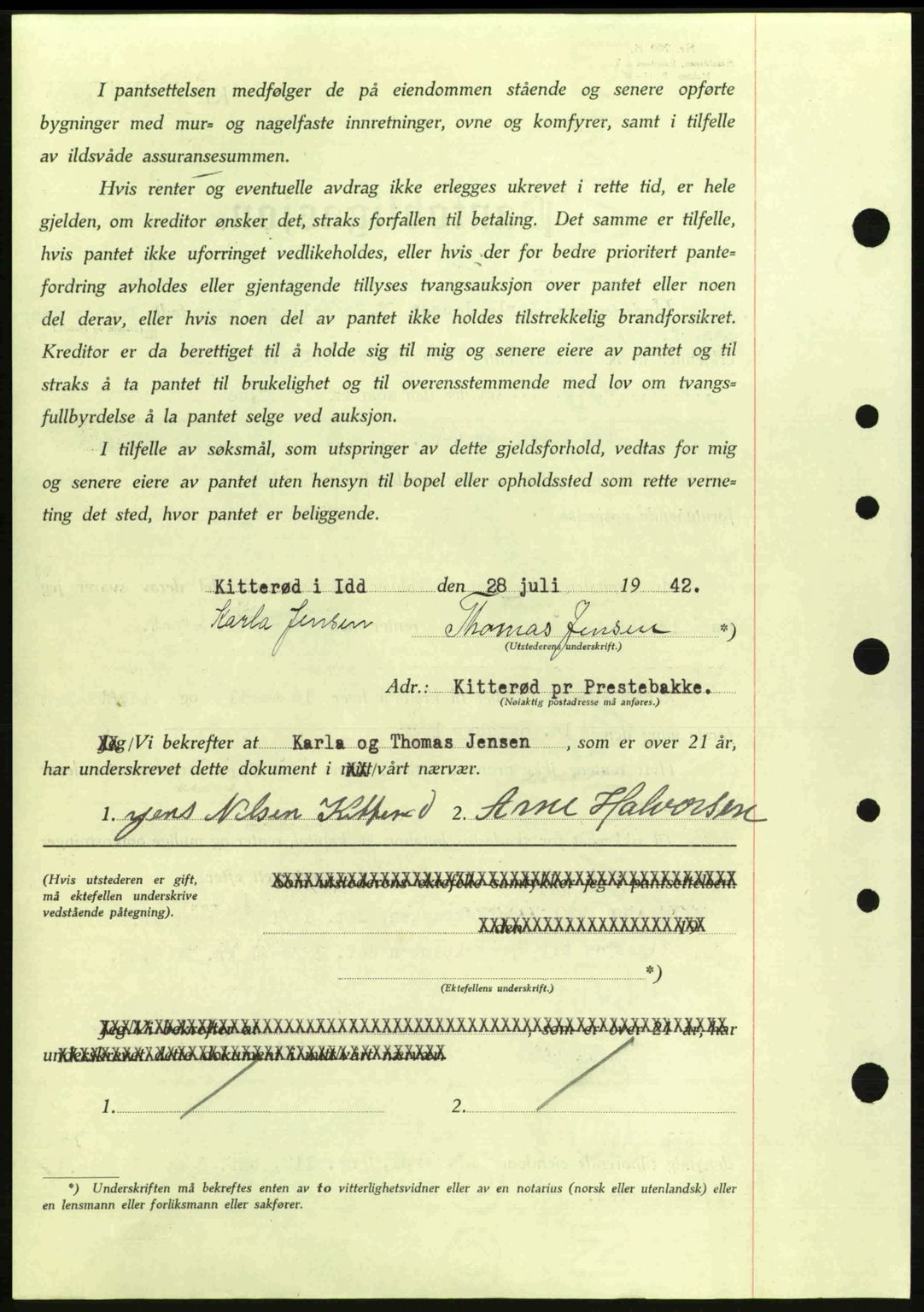Idd og Marker sorenskriveri, AV/SAO-A-10283/G/Gb/Gbc/L0002: Mortgage book no. B4-9a, 1939-1945, Diary no: : 917/1942