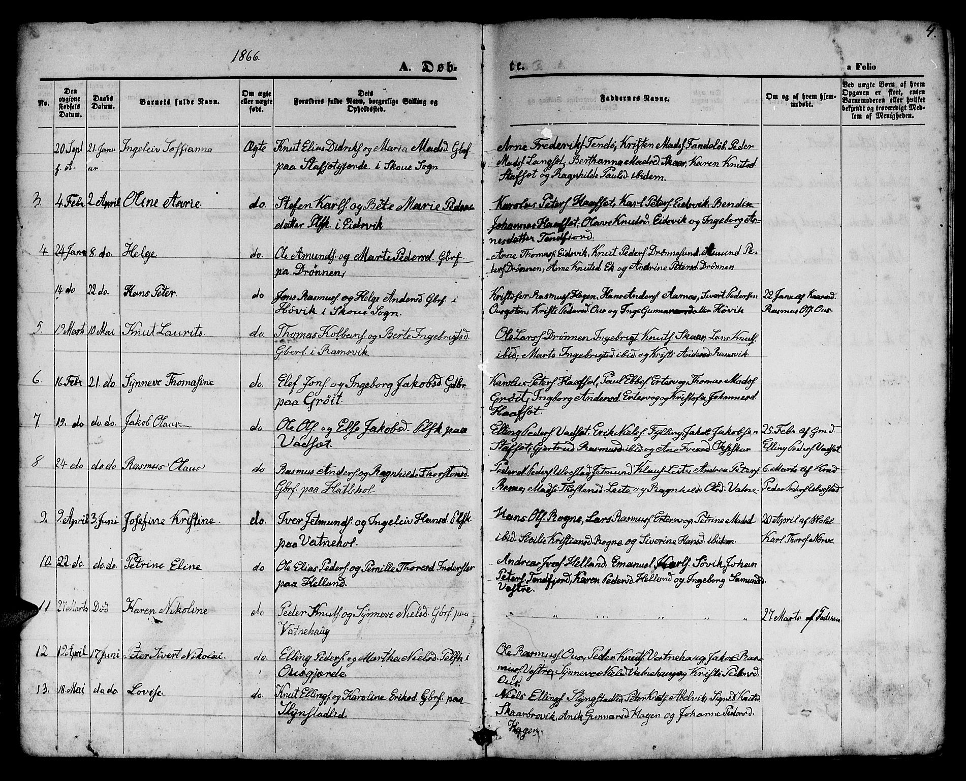 Ministerialprotokoller, klokkerbøker og fødselsregistre - Møre og Romsdal, AV/SAT-A-1454/525/L0375: Parish register (copy) no. 525C01, 1865-1879, p. 4