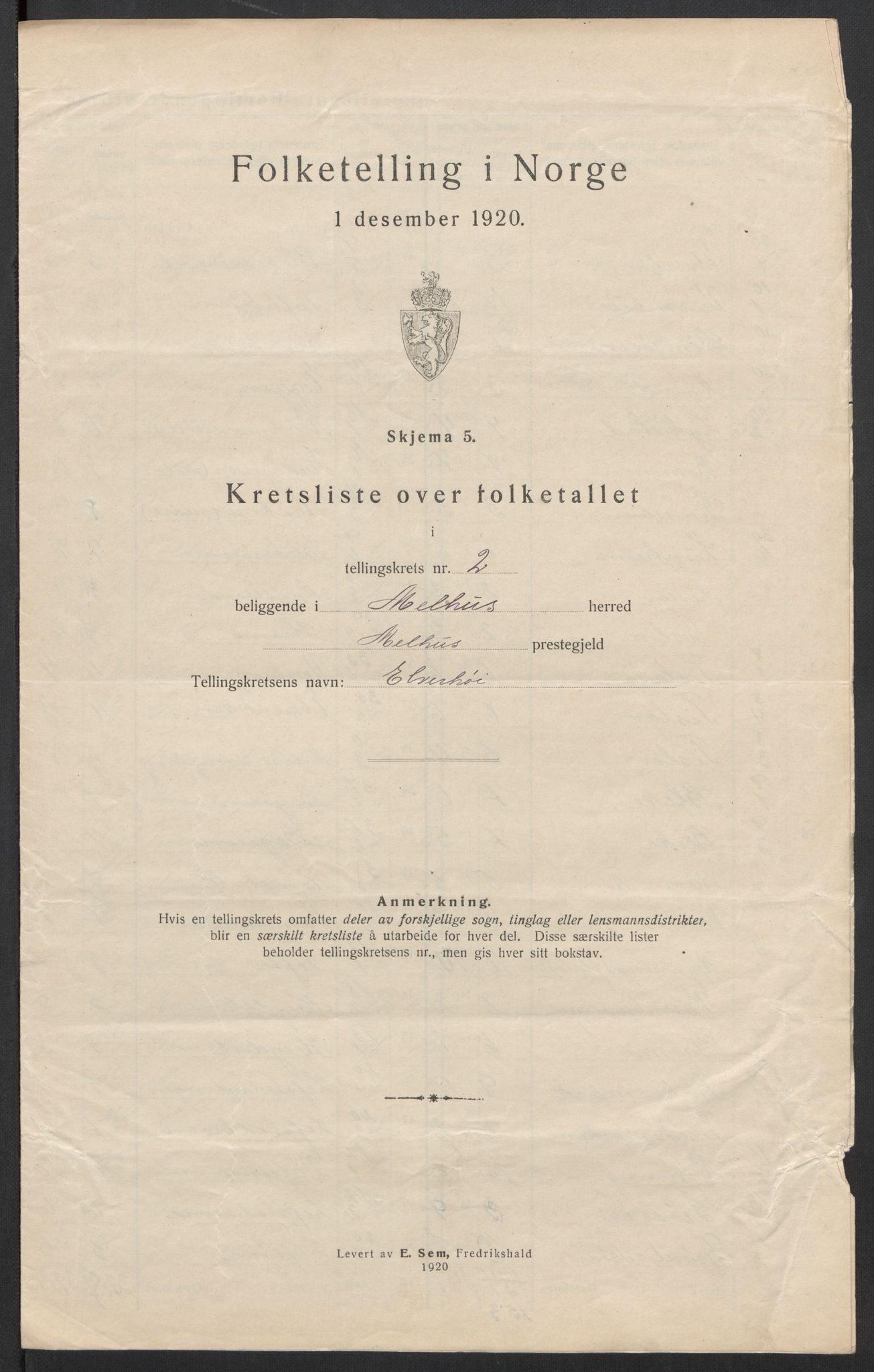 SAT, 1920 census for Melhus, 1920, p. 11