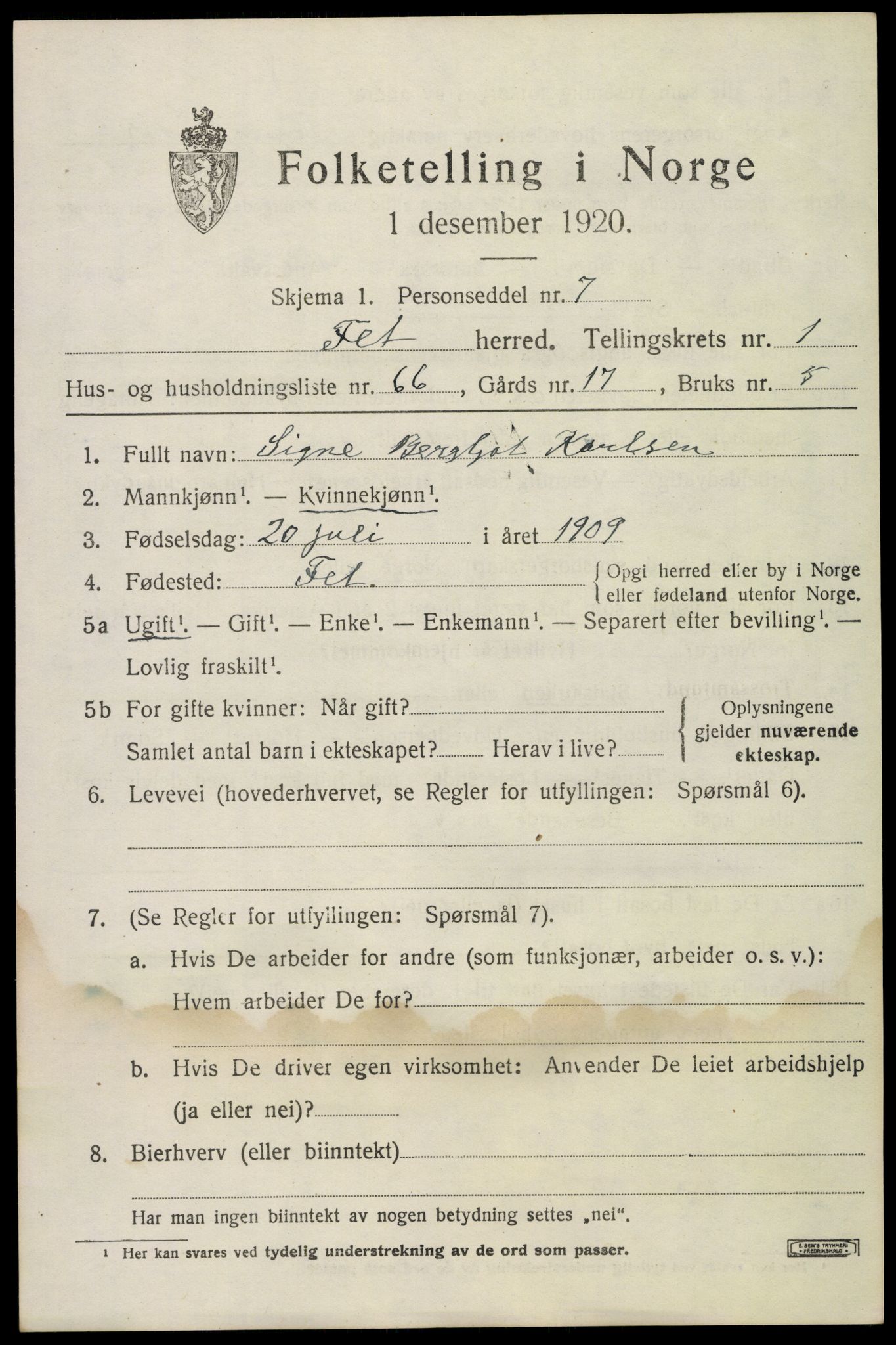 SAO, 1920 census for Fet, 1920, p. 2684