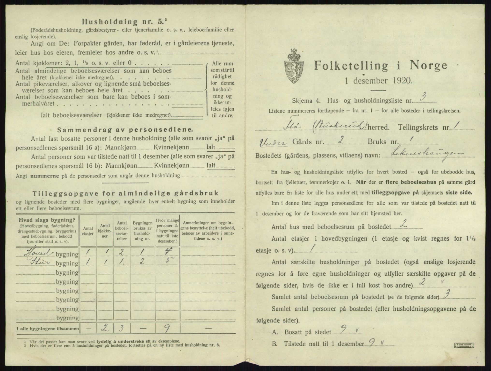 SAKO, 1920 census for Flå, 1920, p. 34