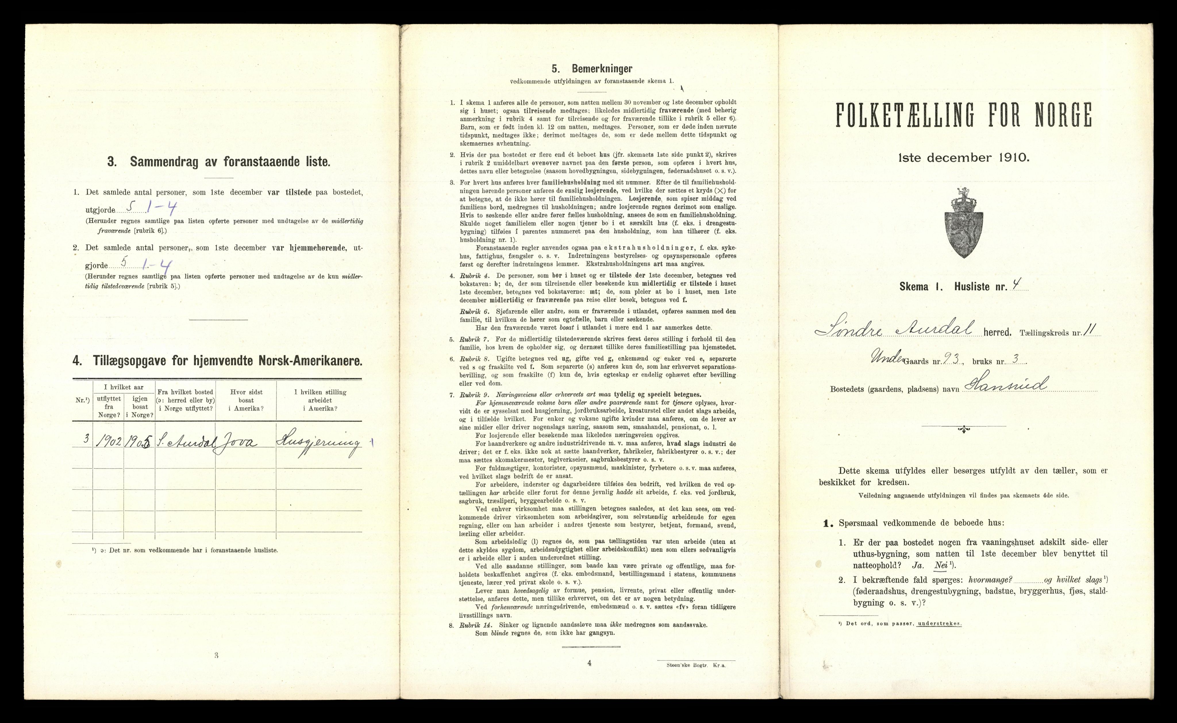 RA, 1910 census for Sør-Aurdal, 1910, p. 1085