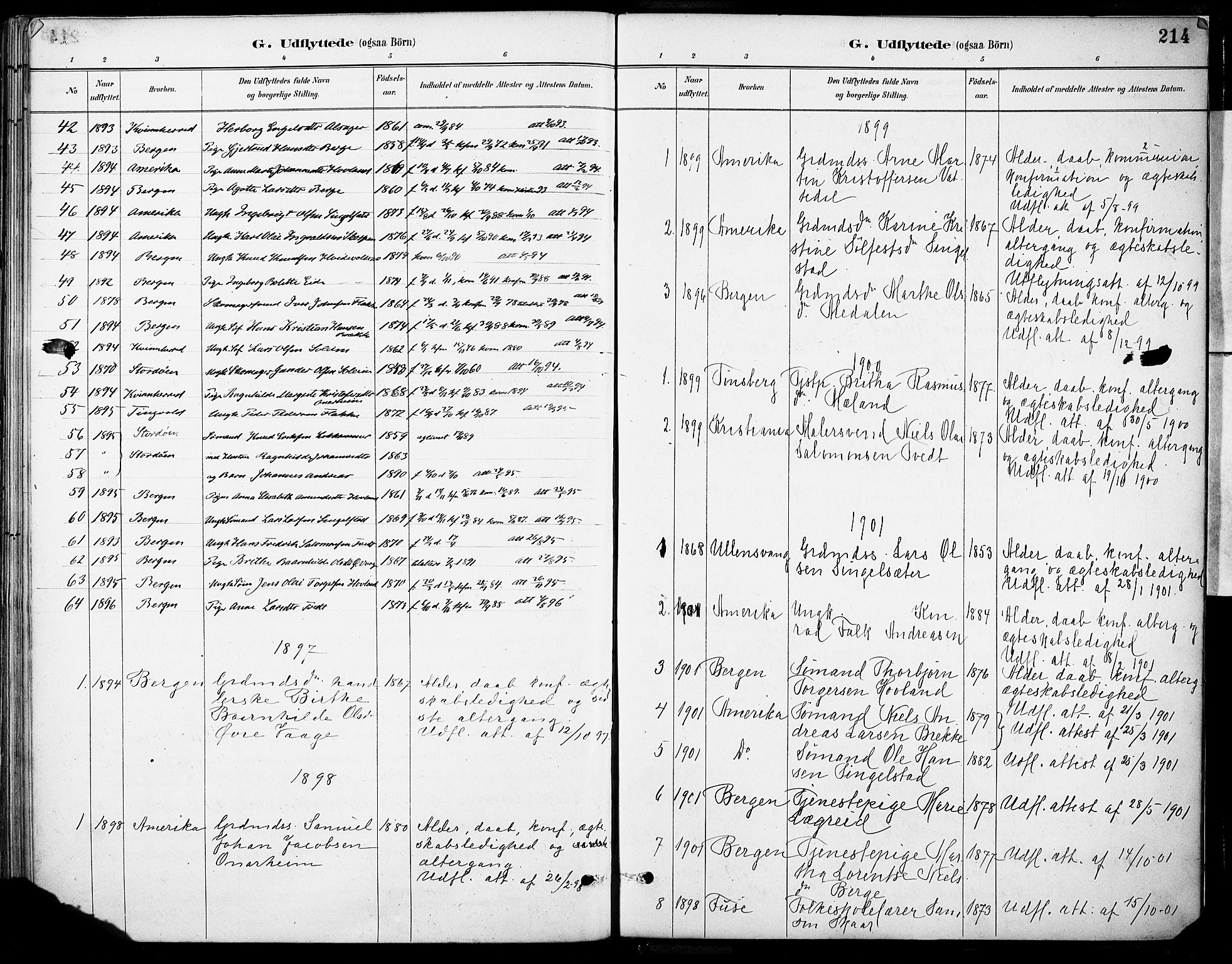 Tysnes sokneprestembete, SAB/A-78601/H/Haa: Parish register (official) no. C 1, 1887-1912, p. 214