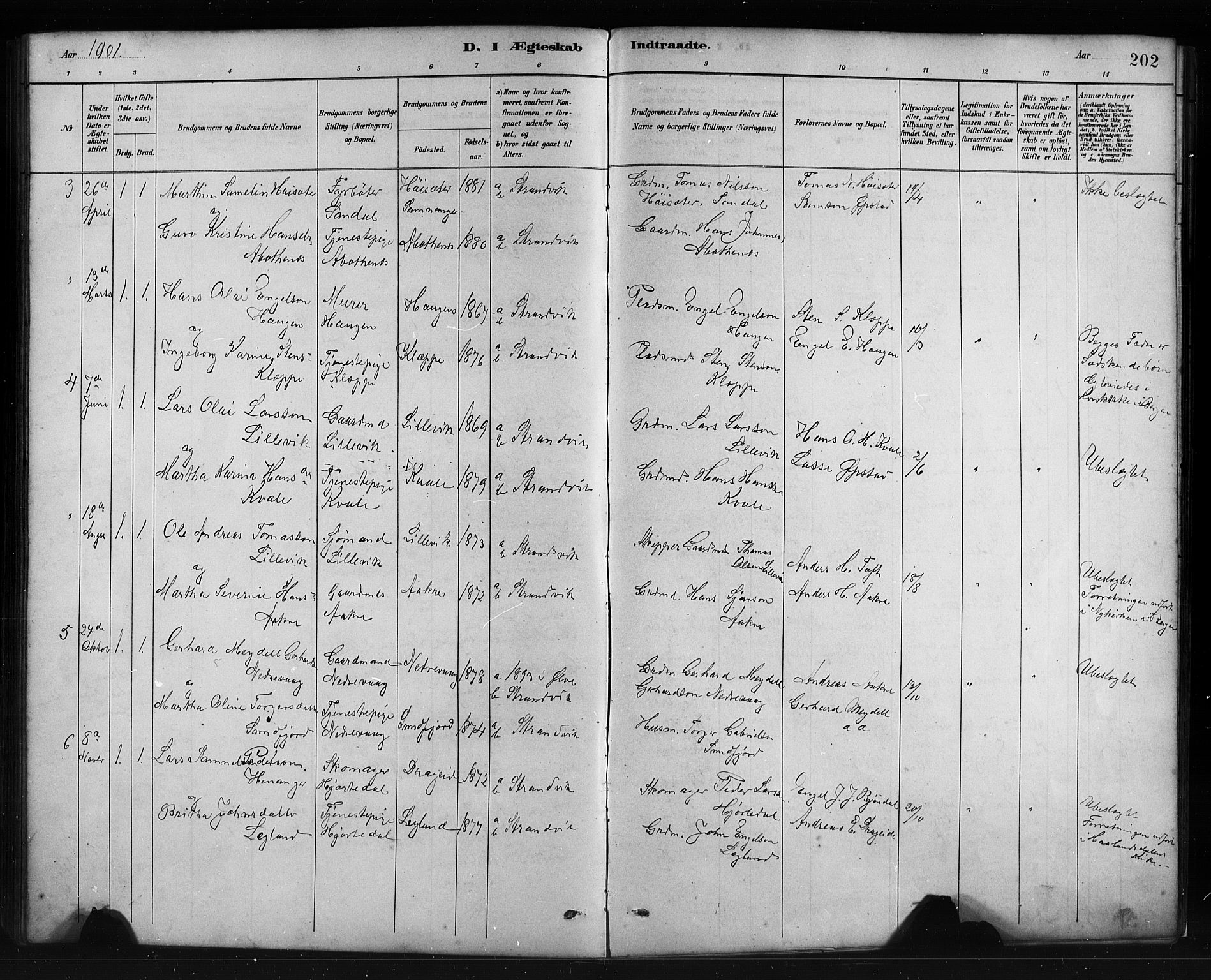 Fusa sokneprestembete, SAB/A-75401/H/Hab: Parish register (copy) no. C 2, 1886-1926, p. 202