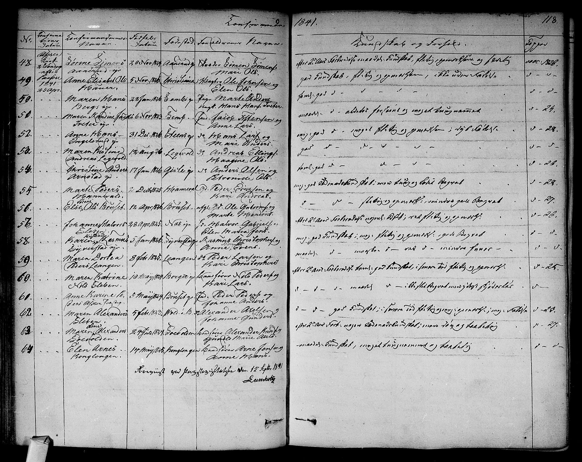 Asker prestekontor Kirkebøker, AV/SAO-A-10256a/F/Fa/L0009: Parish register (official) no. I 9, 1825-1878, p. 118