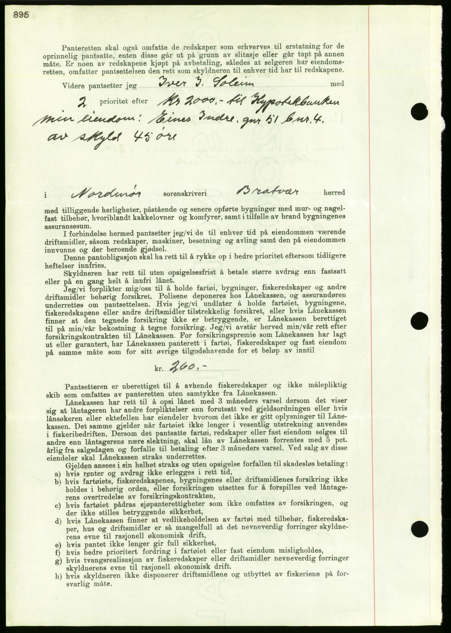 Nordmøre sorenskriveri, AV/SAT-A-4132/1/2/2Ca/L0091: Mortgage book no. B81, 1937-1937, Diary no: : 2173/1937